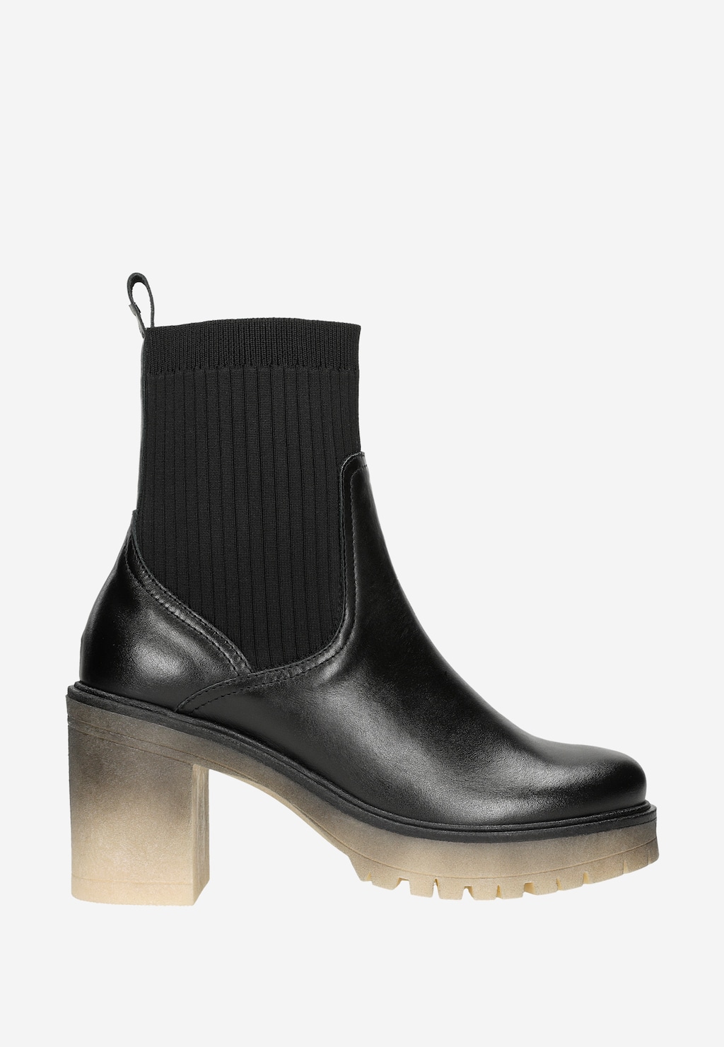 Czarne botki damskie na obcasie z cieniowaną podeszwą 55170-81 Widok 2