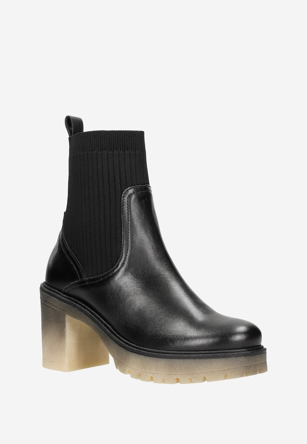 Czarne botki damskie na obcasie z cieniowaną podeszwą 55170-81 Widok 3