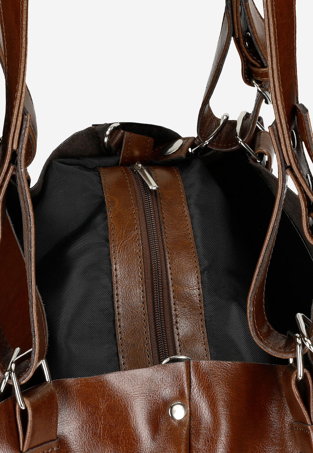 Prostorná dámská kožená kabelka v hnědé barvě 80246-52 Widok 5