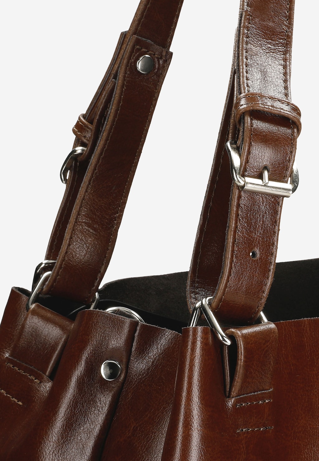 Prostorná dámská kožená kabelka v hnědé barvě 80246-52 Widok 6