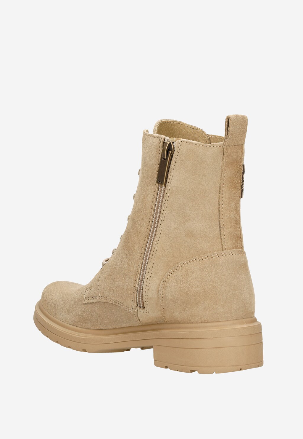 Beżowe trzewiki damskie bikery ze skóry welurowej 64027-64 Widok 4