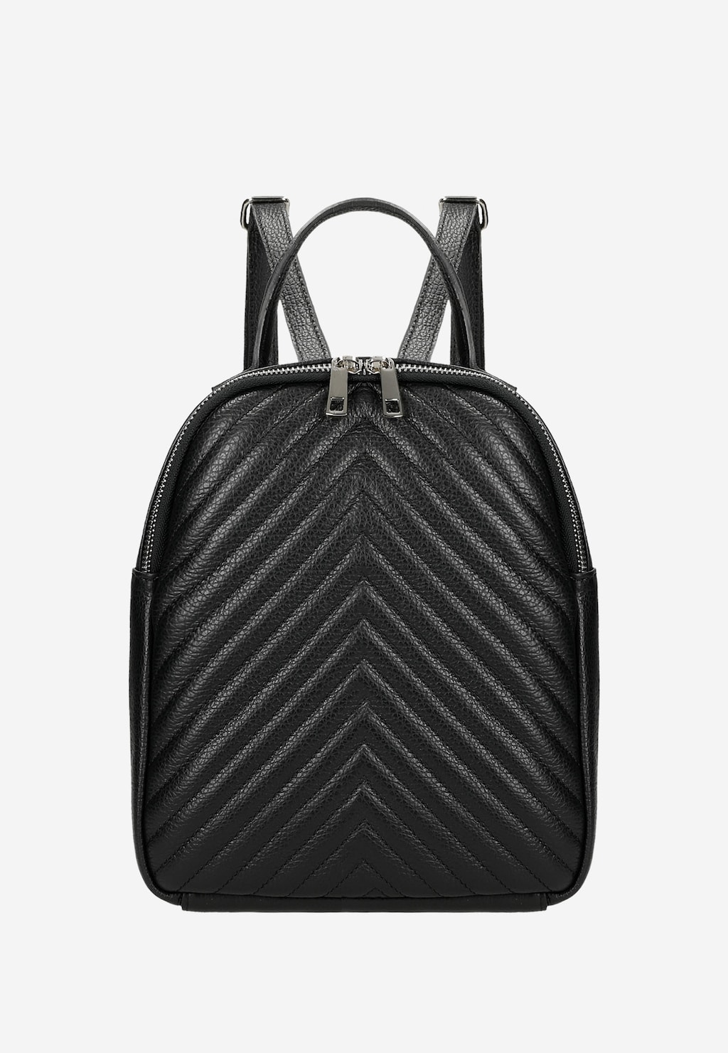 Czarny skórzany plecak damski z przeszyciami 80299-51 Widok 2