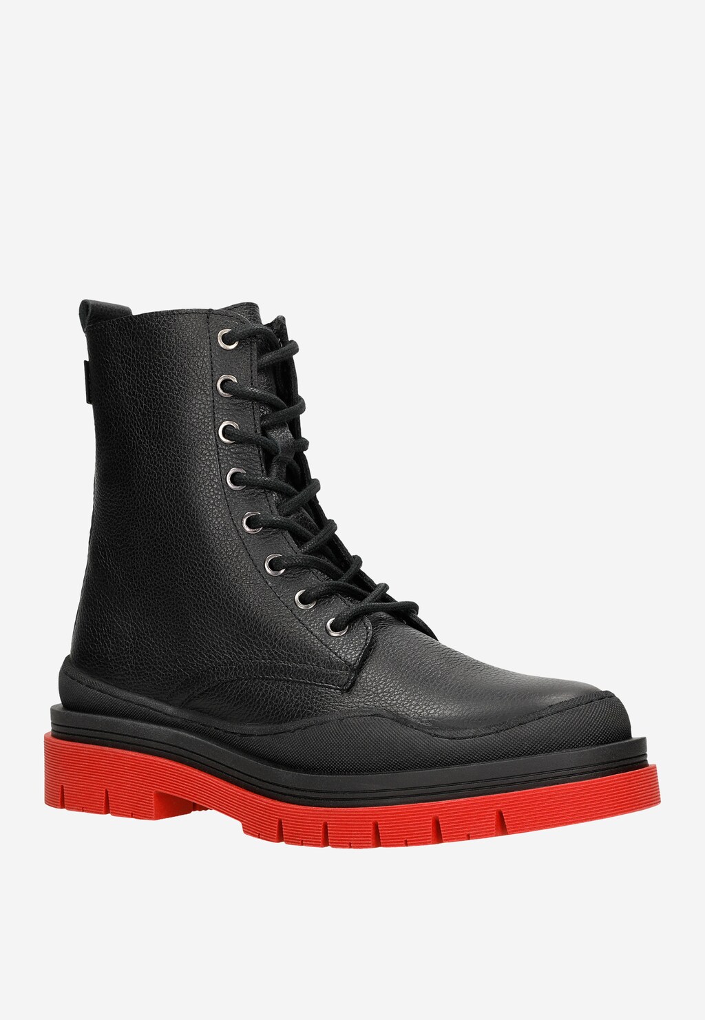 Dámske členkové topánky z lícovej kože s červenou podrážkou 64080-51 Widok 3