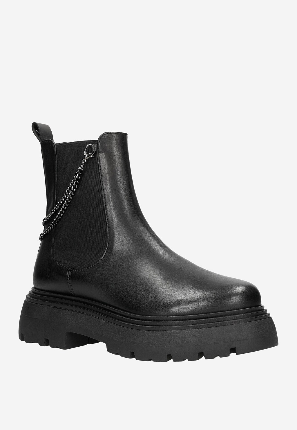 Dámske zimné topánky z lícovej kože so štýlovou retiazkou 55171-51 Widok 3