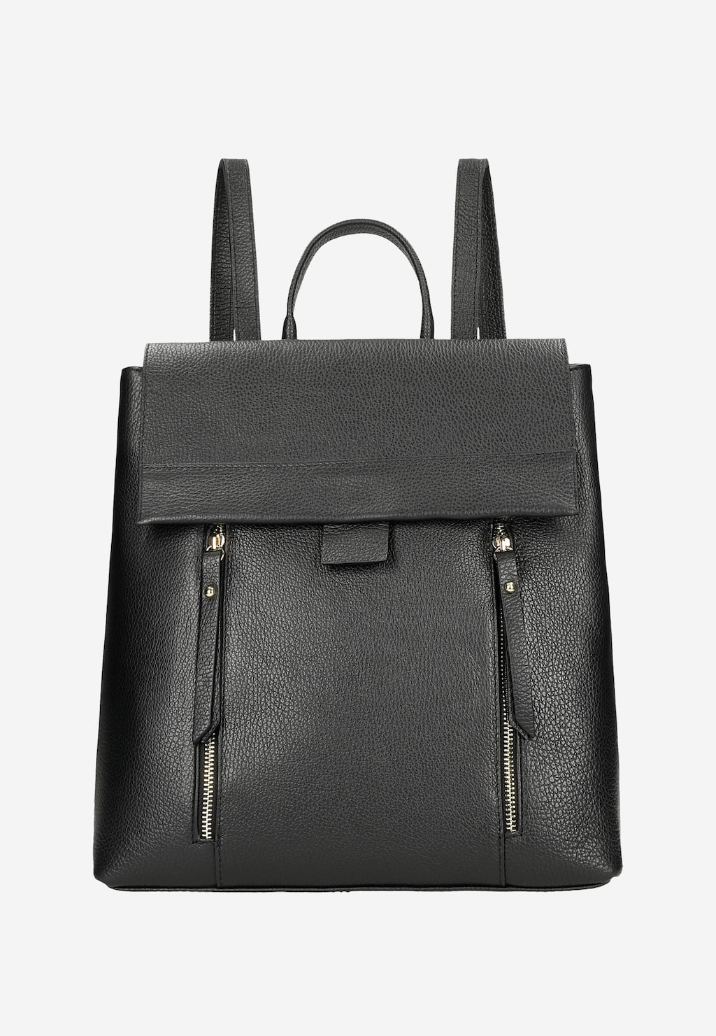 Czarny plecak damski skórzany z dwiema kieszonkami z przodu 80300-51 Widok 2