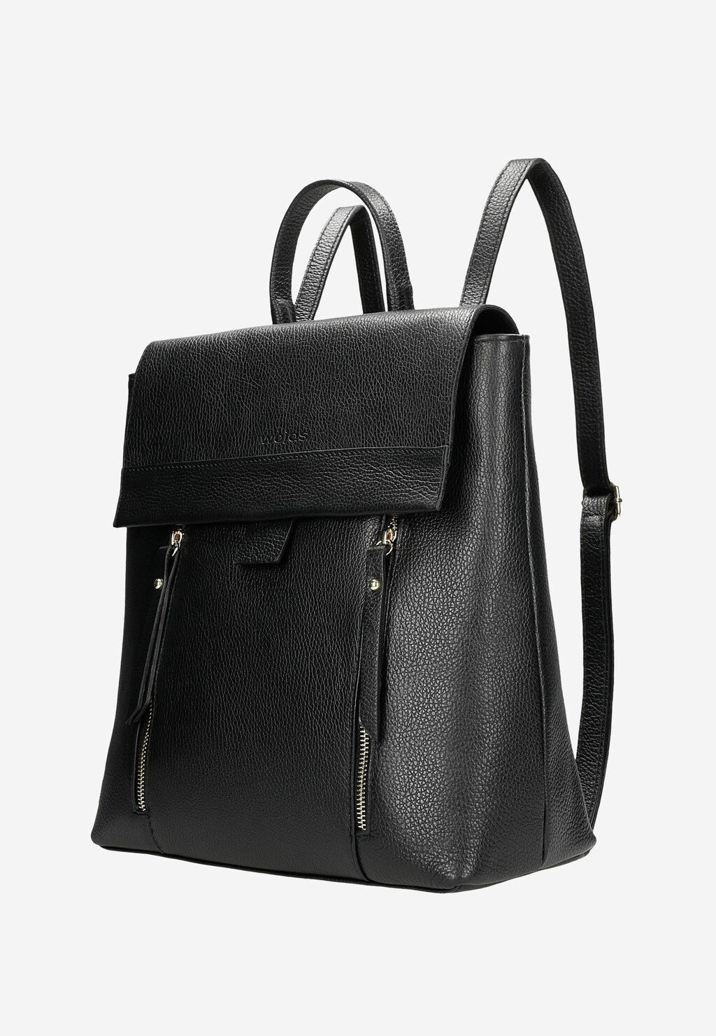 Czarny plecak damski skórzany z dwiema kieszonkami z przodu 80300-51 Widok 3