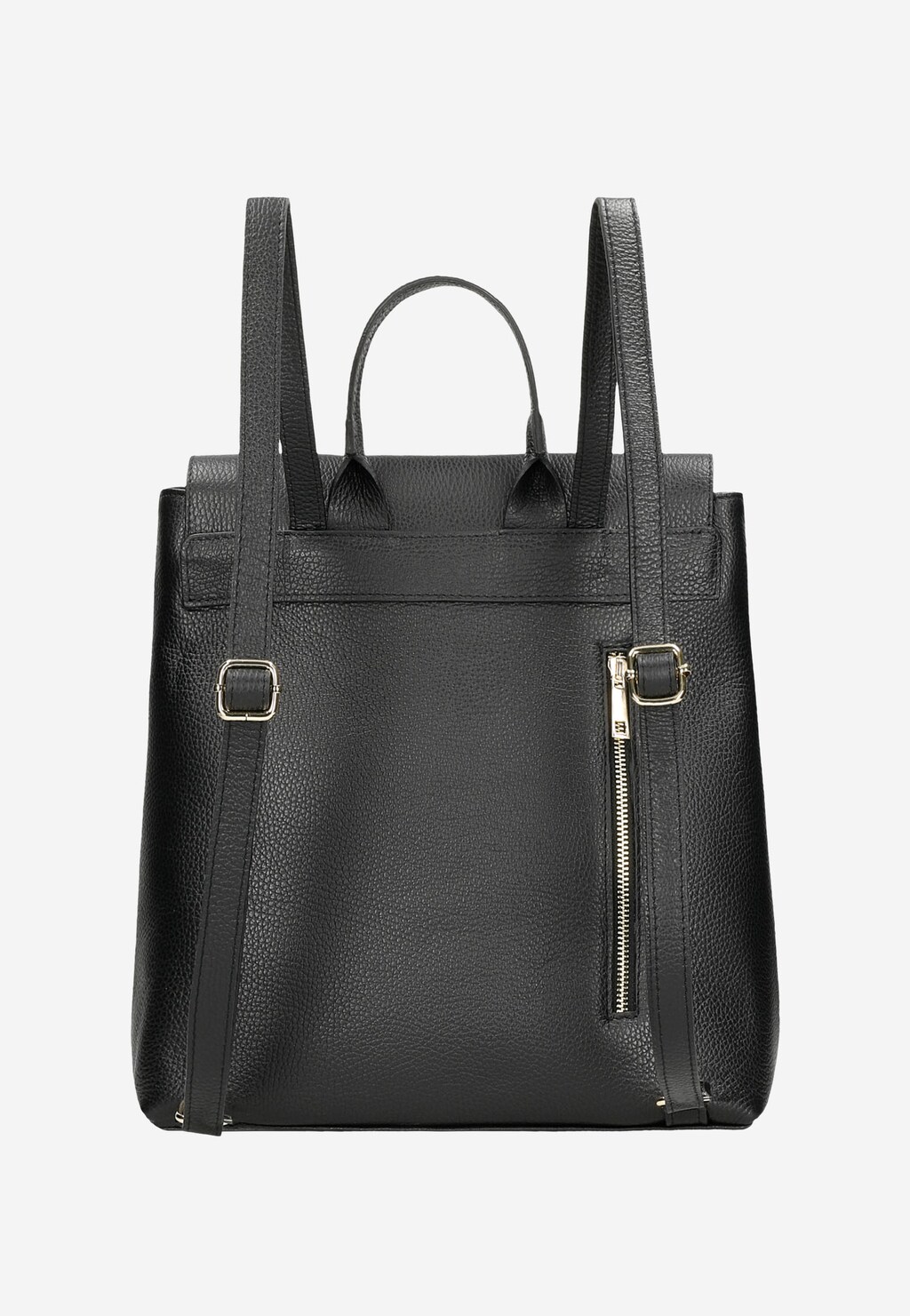 Czarny plecak damski skórzany z dwiema kieszonkami z przodu 80300-51 Widok 4