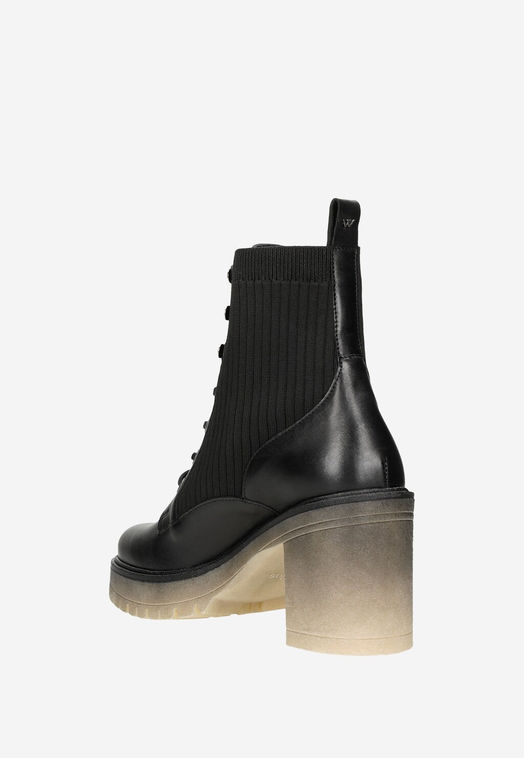 Czarne trzewiki damskie na obcasie z cholewką skarpetą 64046-81 Widok 4