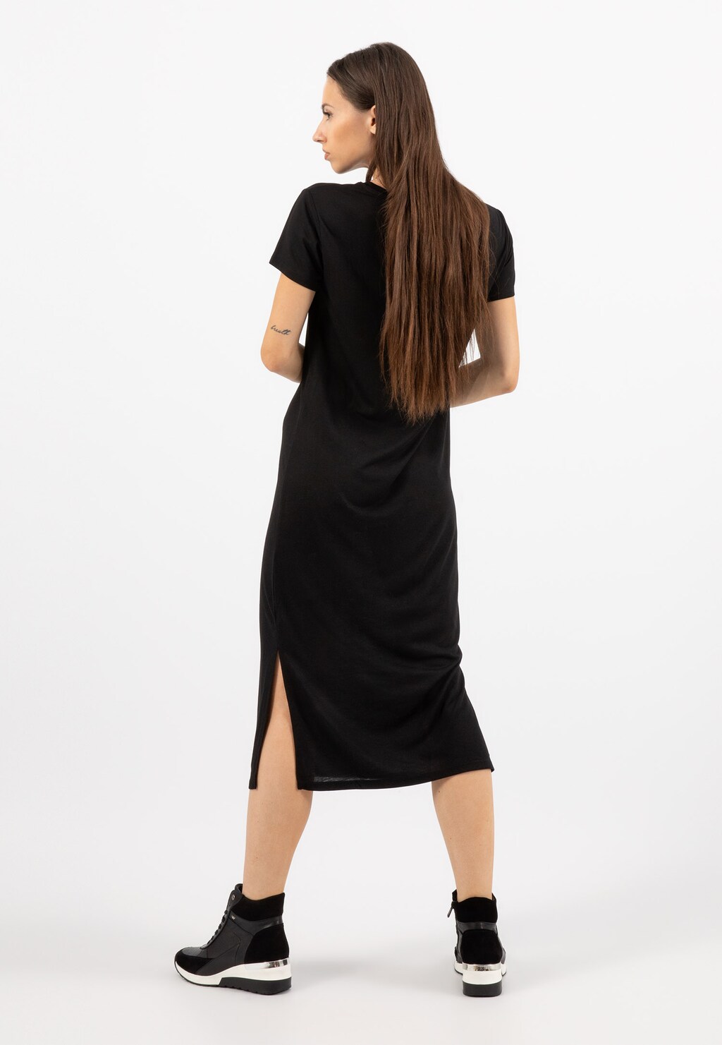 Czarne wysokie trzewiki damskie typu sneakers 64063-71 Widok 7