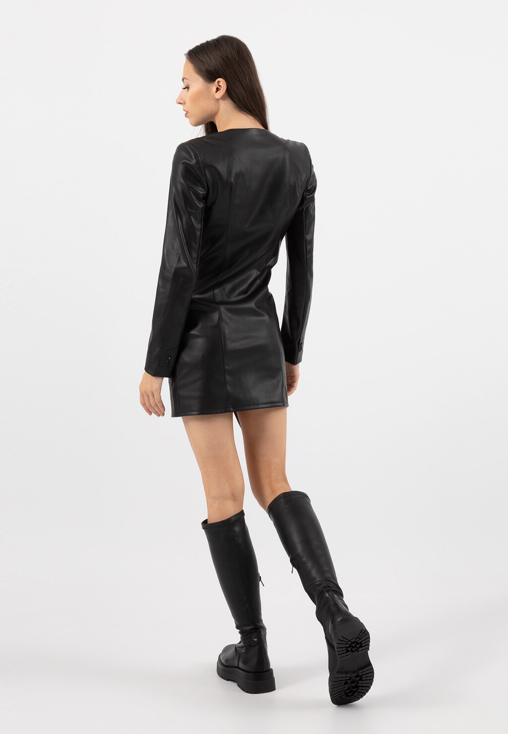 Originální kožené černé dámské kozačky na klínku 71005-81 Widok 7