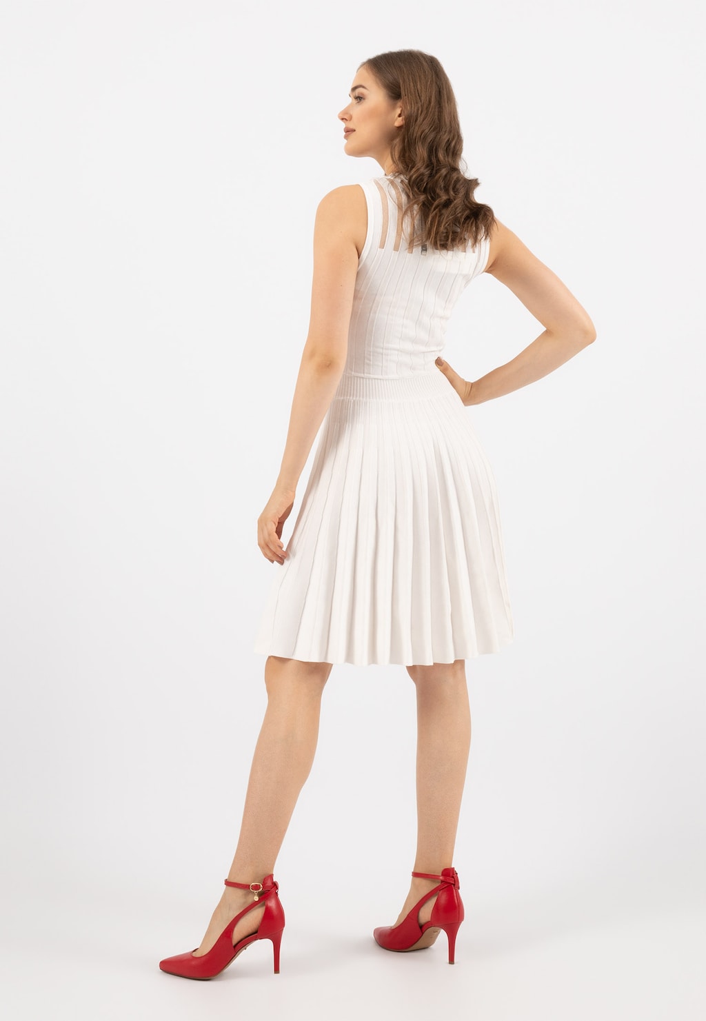 Vysoké luxusné lodičky z červenej lícovej kože 35018-55 Widok 7