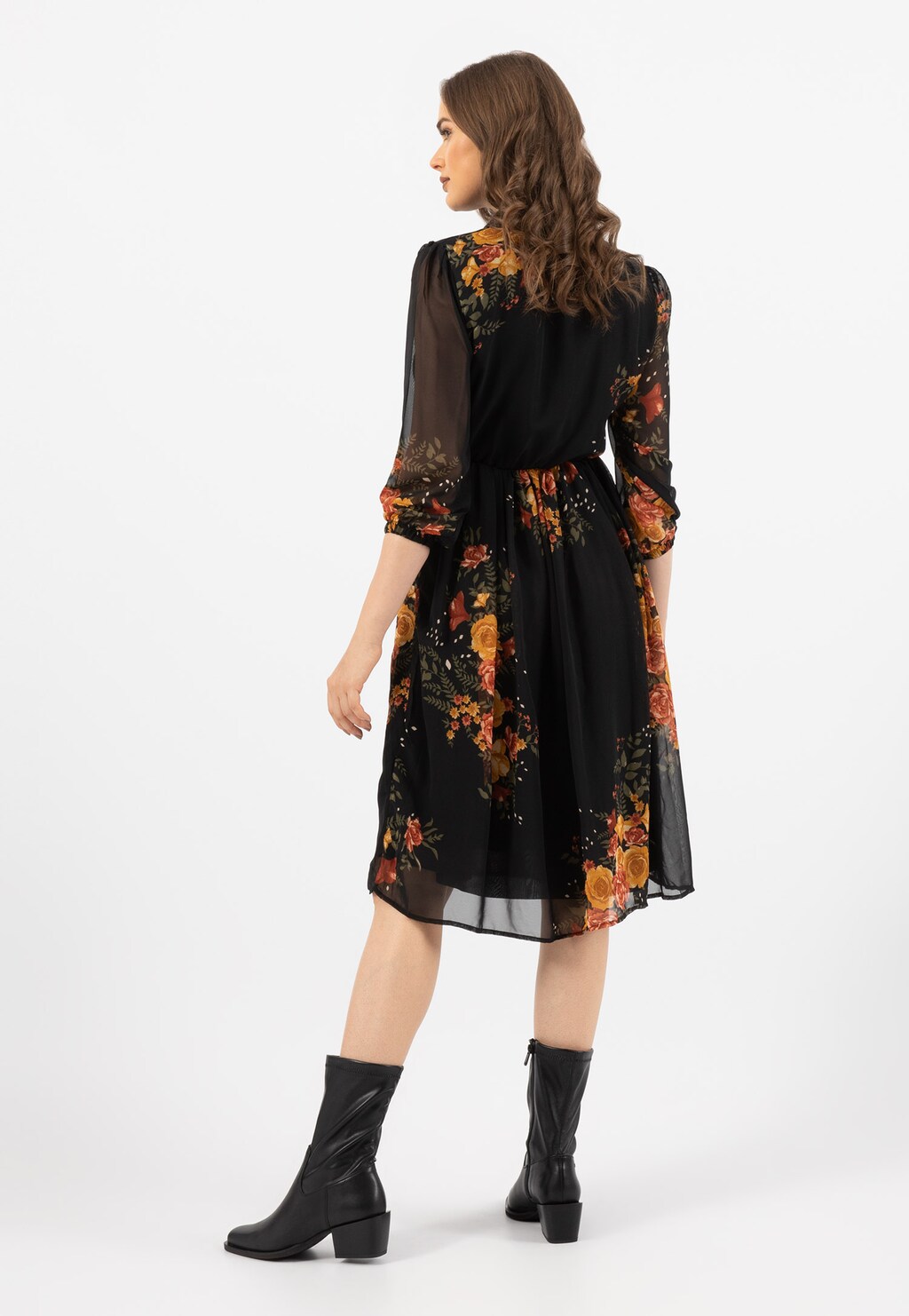 Čierne členkové čižmy na opätku na každú príležitosť 55036-81 Widok 8