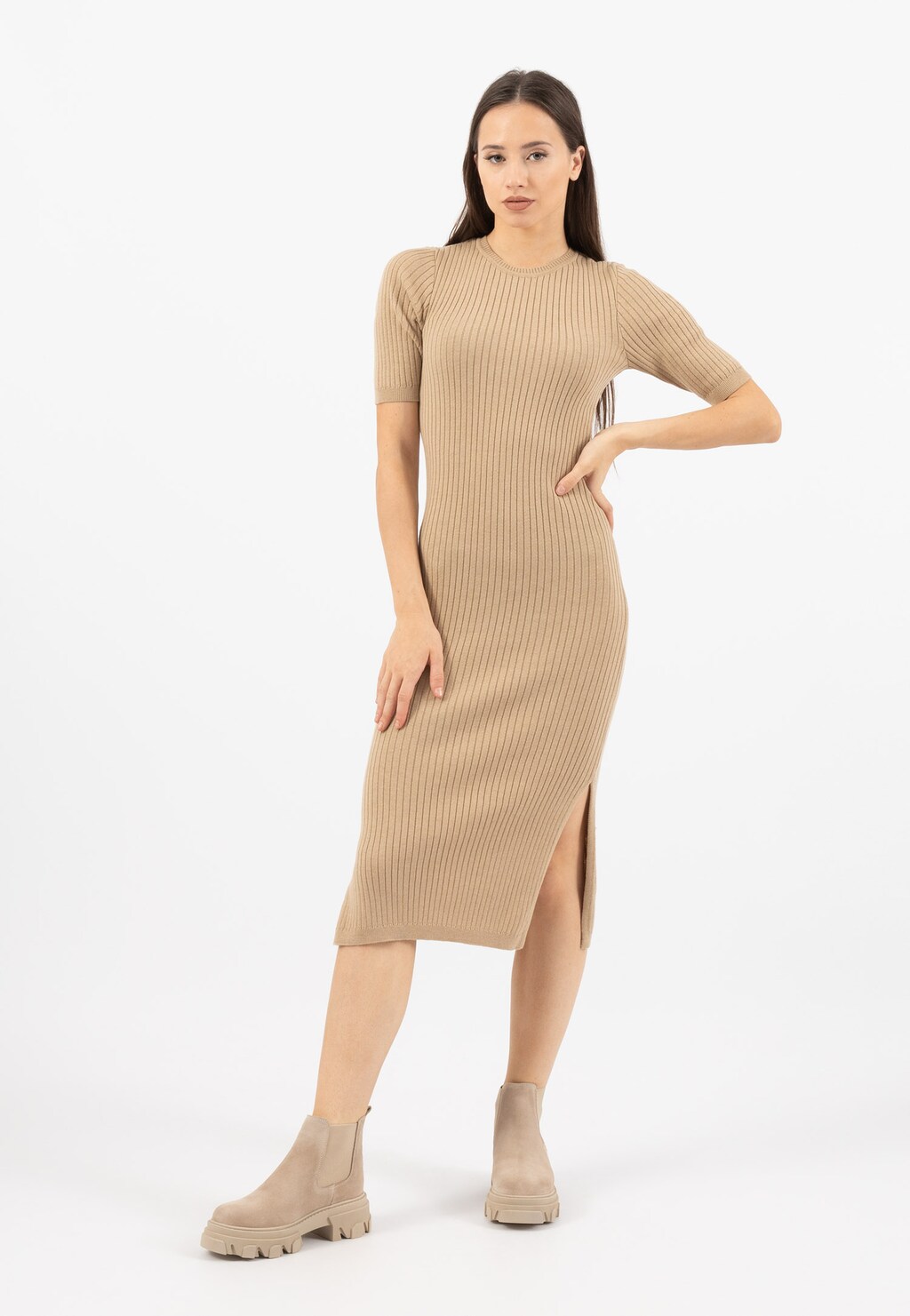 Dámske členkové čižmy z prírodnej béžovej kože 55041-64 Widok 7