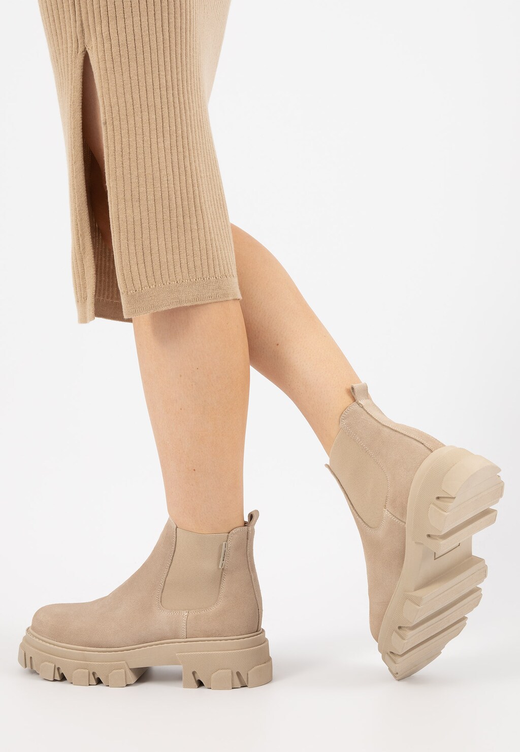 Dámske členkové čižmy z prírodnej béžovej kože 55041-64 Widok 8