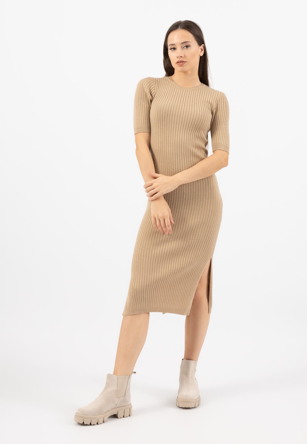 Beżowe wsuwane sztyblety damskie 55047-64 Widok 7