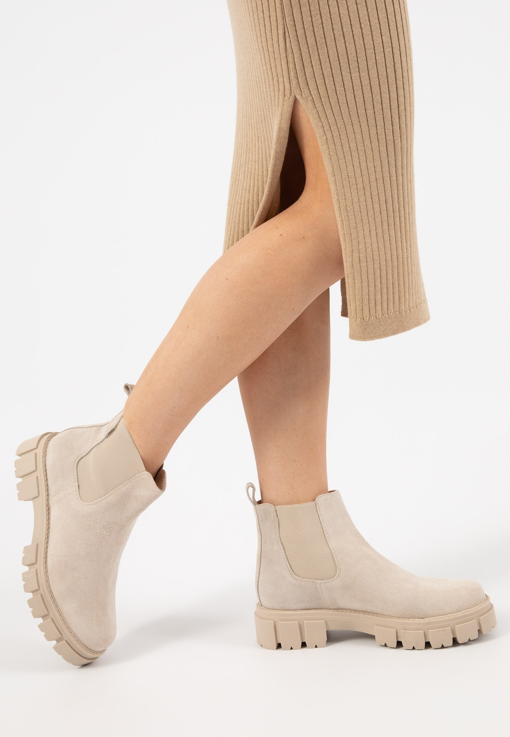 Beżowe wsuwane sztyblety damskie 55047-64 Widok 9