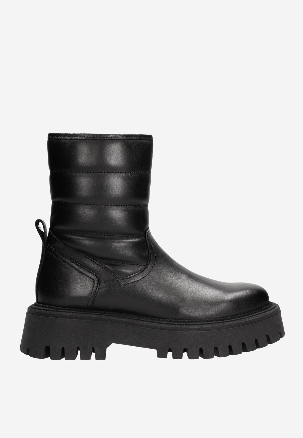 Czarne ocieplane botki damskie z pikowaną cholewką 55162-51 Widok 2