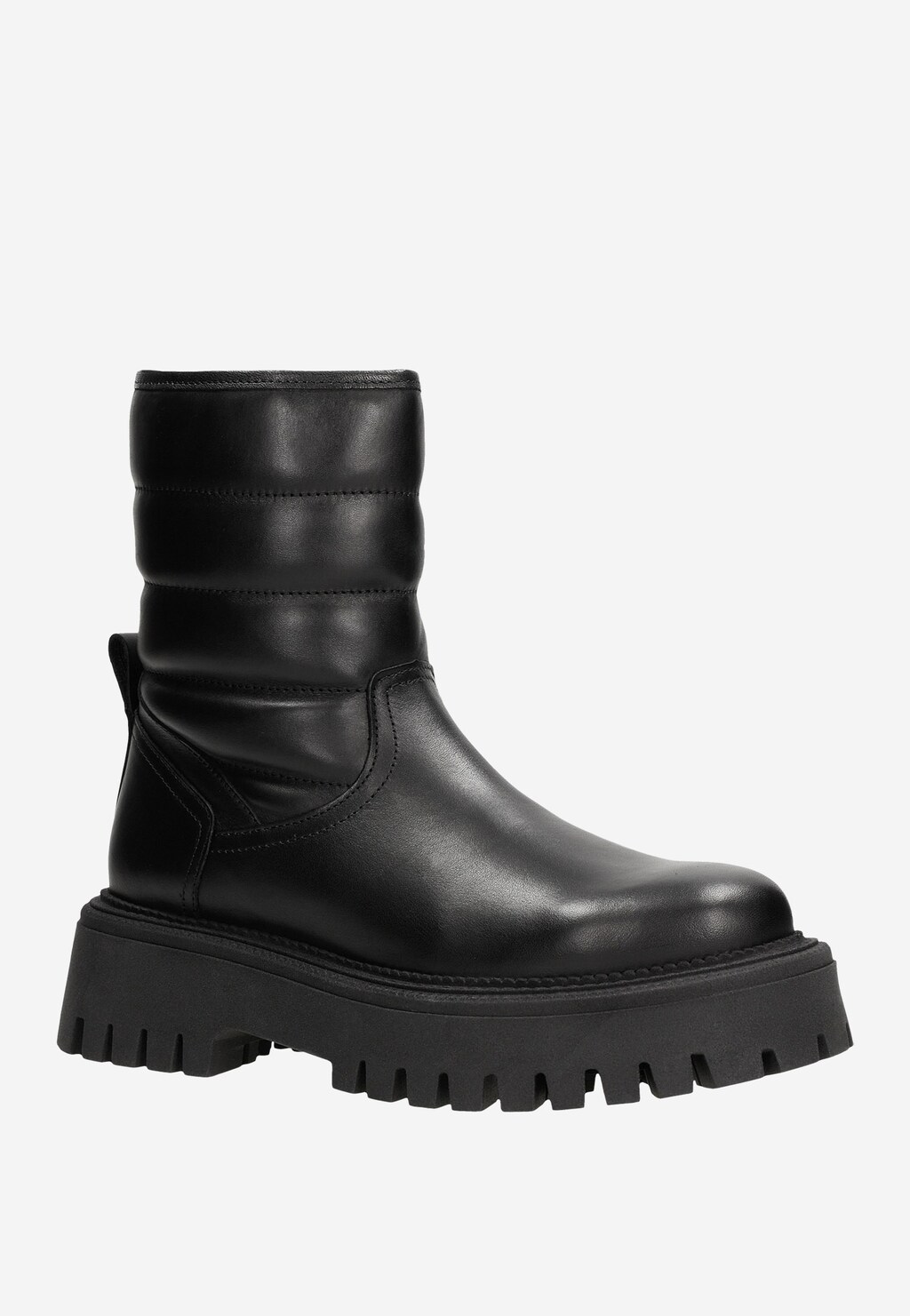 Czarne ocieplane botki damskie z pikowaną cholewką 55162-51 Widok 3