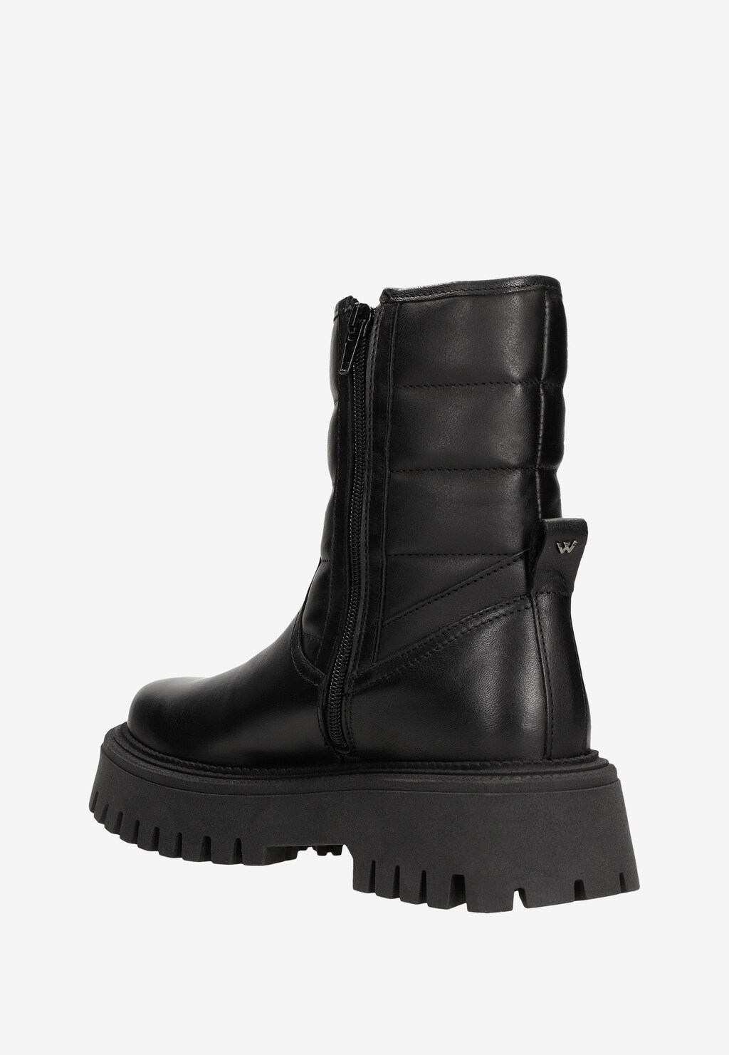 Czarne ocieplane botki damskie z pikowaną cholewką 55162-51 Widok 4