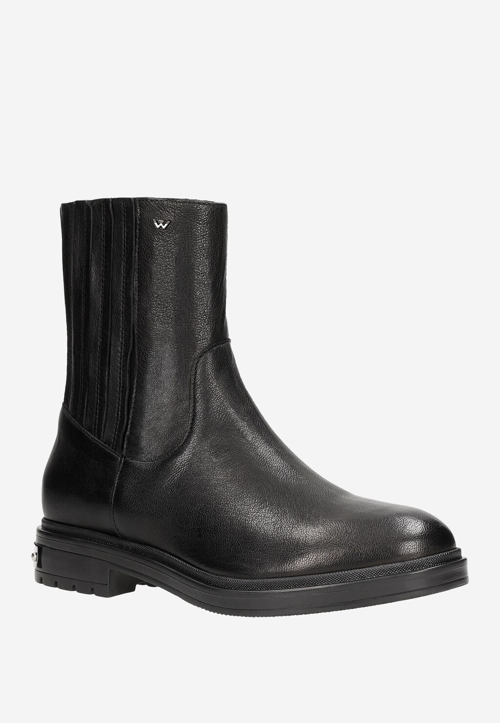 Czarne wsuwane botki damskie ze skóry licowej 55114-51 Widok 3