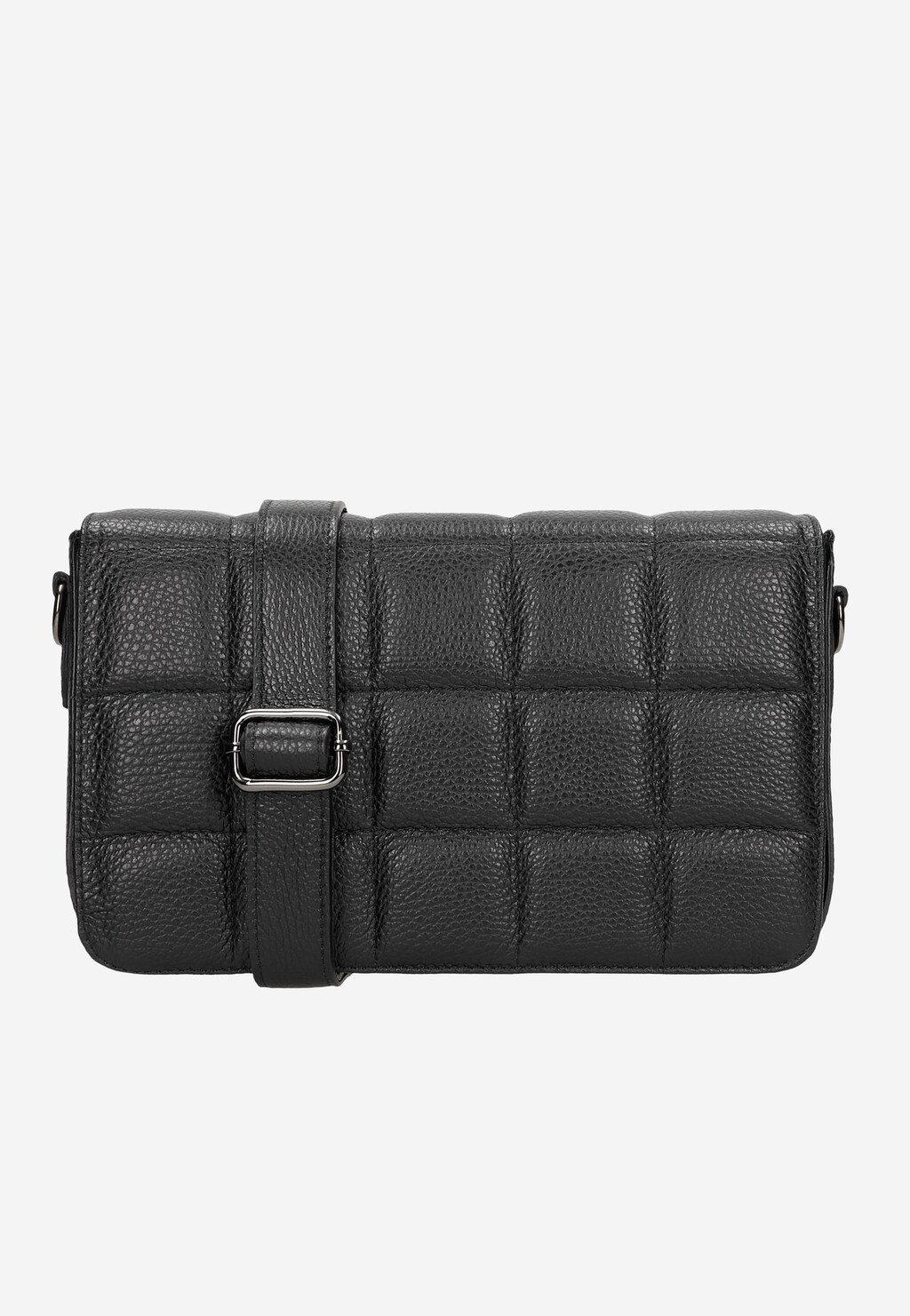 Czarna skórzana torebka damska z pikowaną klapką 80306-51 Widok 2