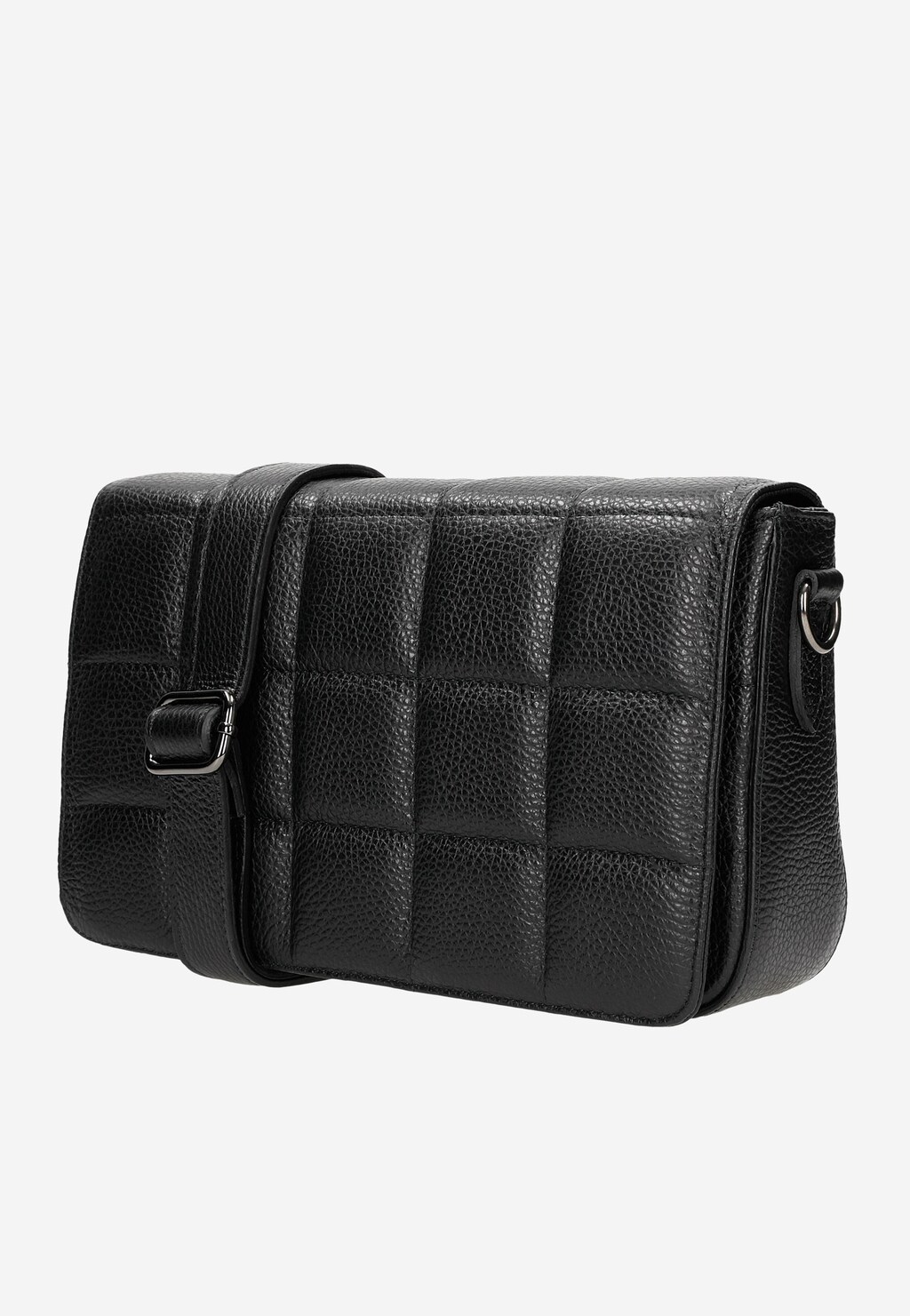 Czarna skórzana torebka damska z pikowaną klapką 80306-51 Widok 3