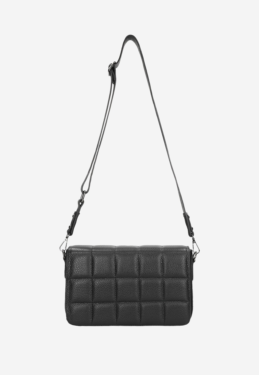 Czarna skórzana torebka damska z pikowaną klapką 80306-51 Widok 5