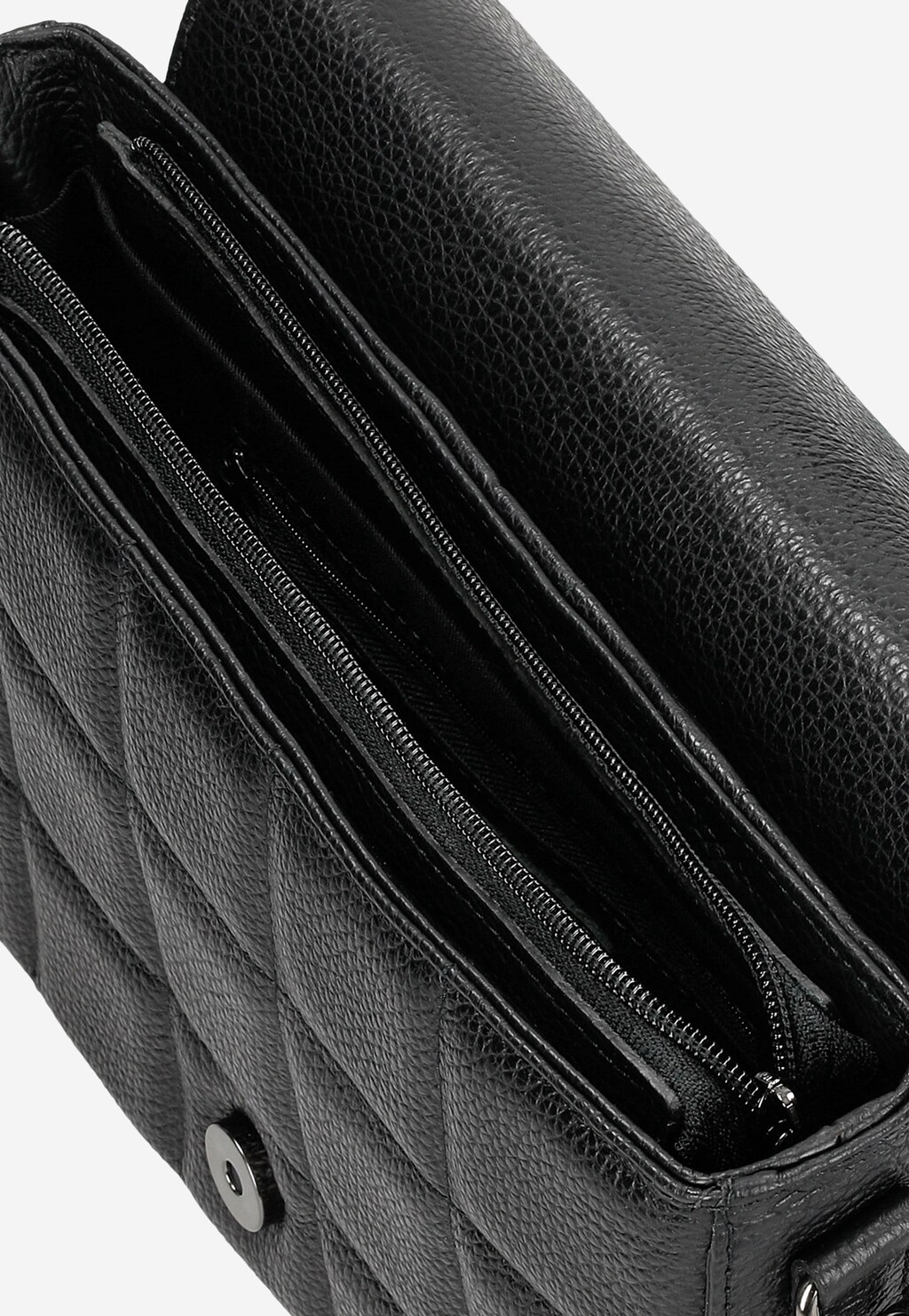 Czarna skórzana torebka damska z pikowaną klapką 80306-51 Widok 6