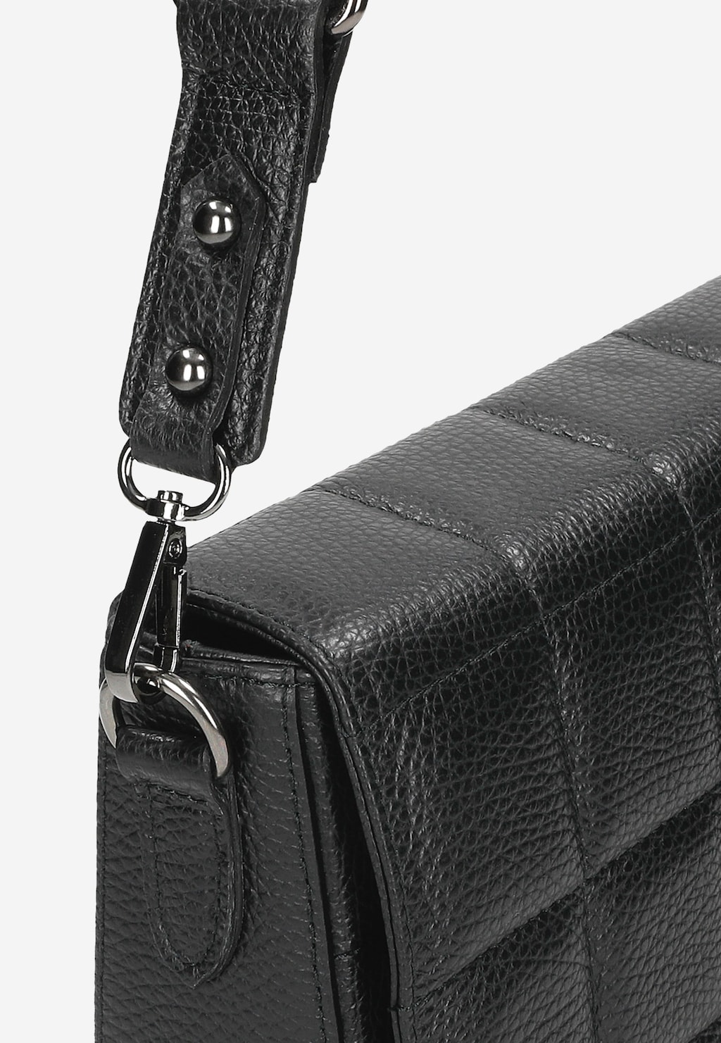 Czarna skórzana torebka damska z pikowaną klapką 80306-51 Widok 7
