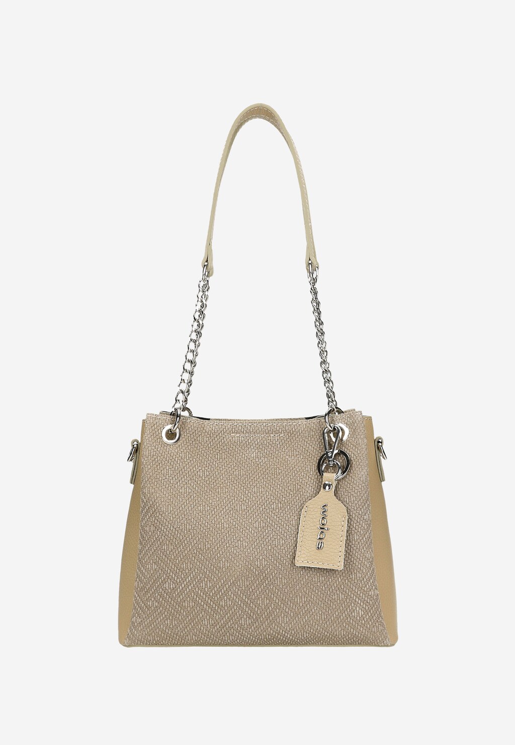 Beżowa torebka z ciekawym wzorem i breloczkiem 80316-74 Widok 2