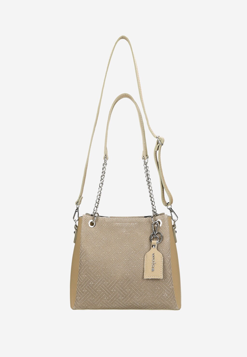 Beżowa torebka z ciekawym wzorem i breloczkiem 80316-74 Widok 5