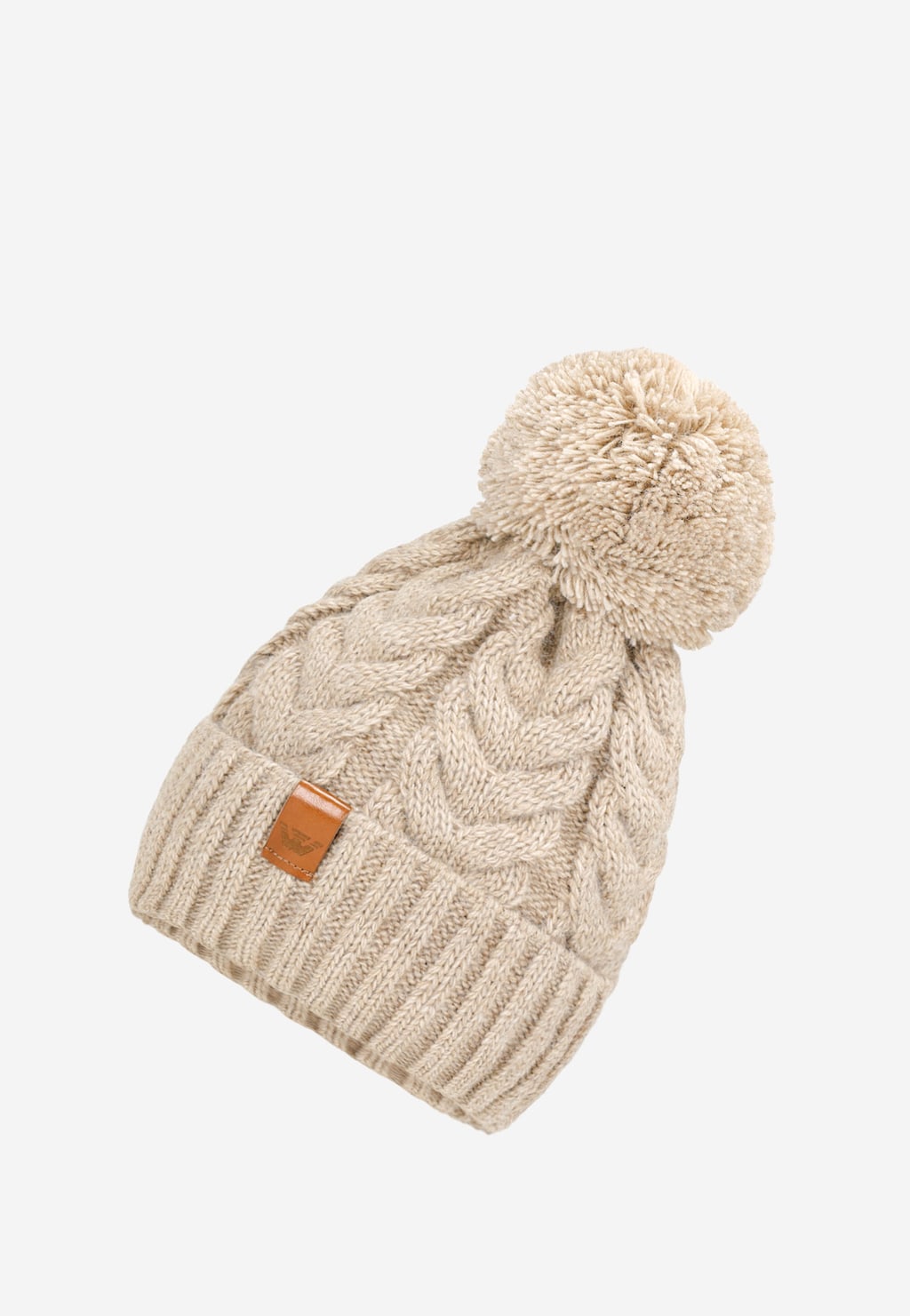 Czapka zimowa z pomponem w kolorze jasnobeżowym 96013-14 Widok 1