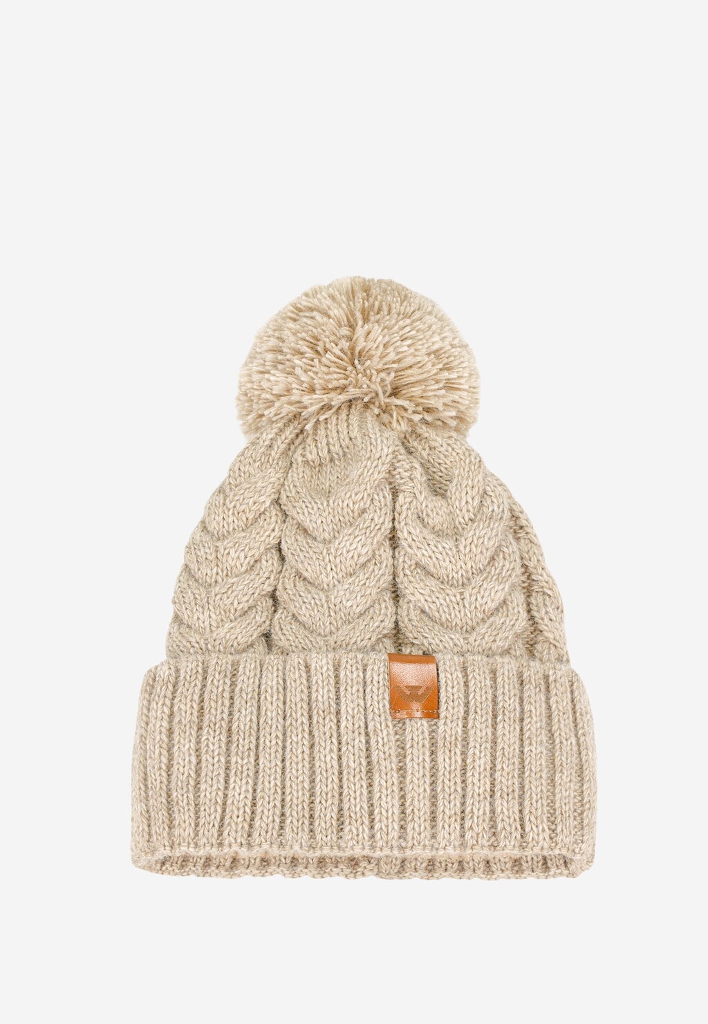 Czapka zimowa z pomponem w kolorze jasnobeżowym 96013-14 Widok 2