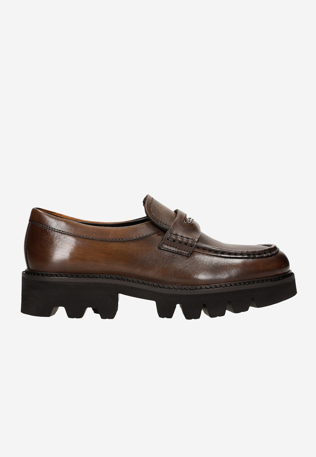 Brązowe skórzane mokasyny damskie na masywnej podeszwie 46206-52 Widok 2