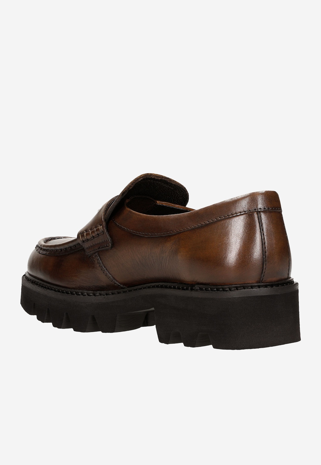 Brązowe skórzane mokasyny damskie na masywnej podeszwie 46206-52 Widok 4