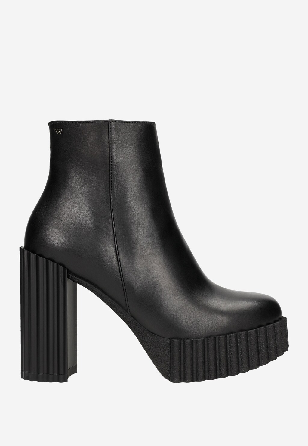 Czarne botki damskie na oryginalnym słupku 55173-51 Widok 2