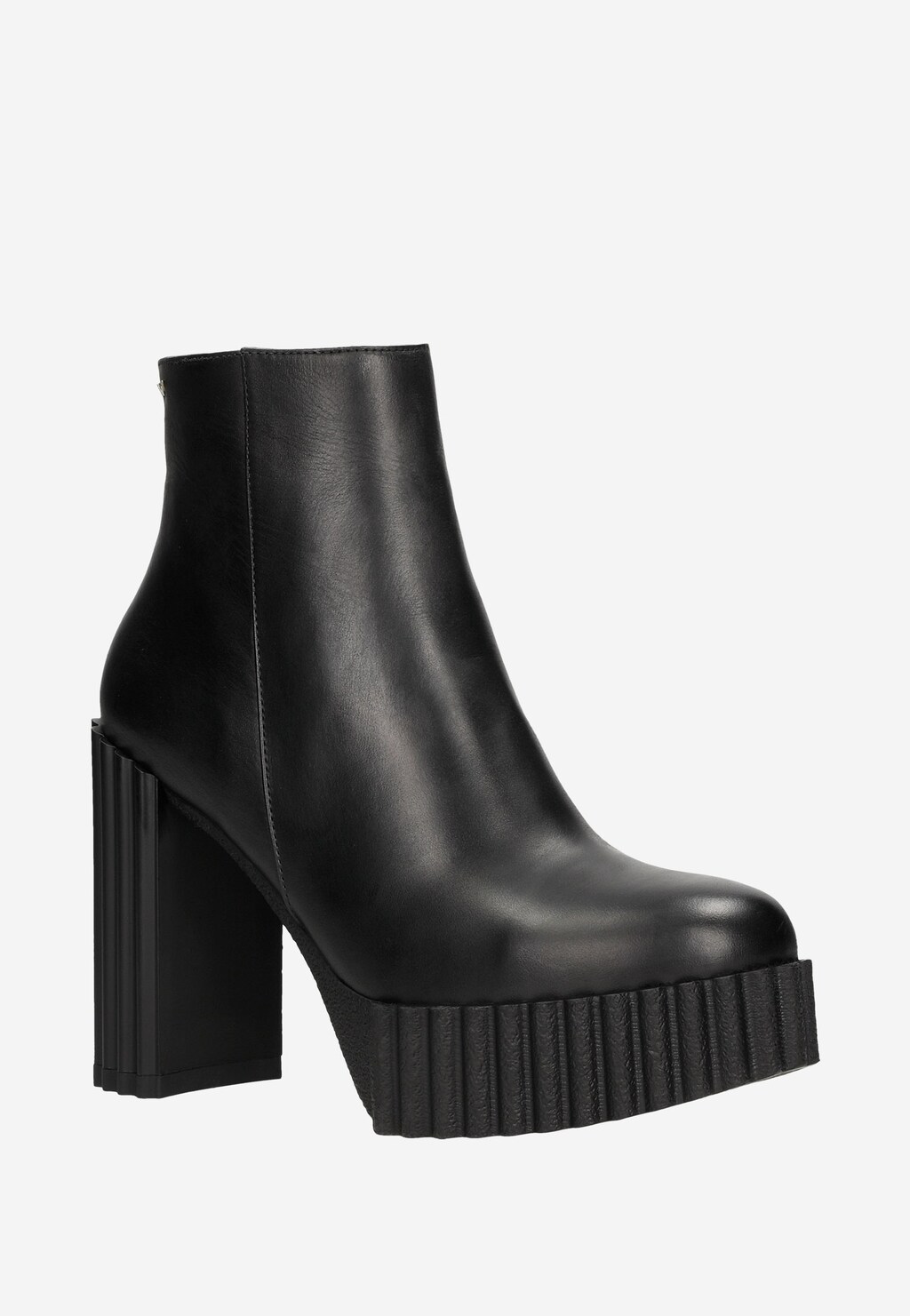 Czarne botki damskie na oryginalnym słupku 55173-51 Widok 3