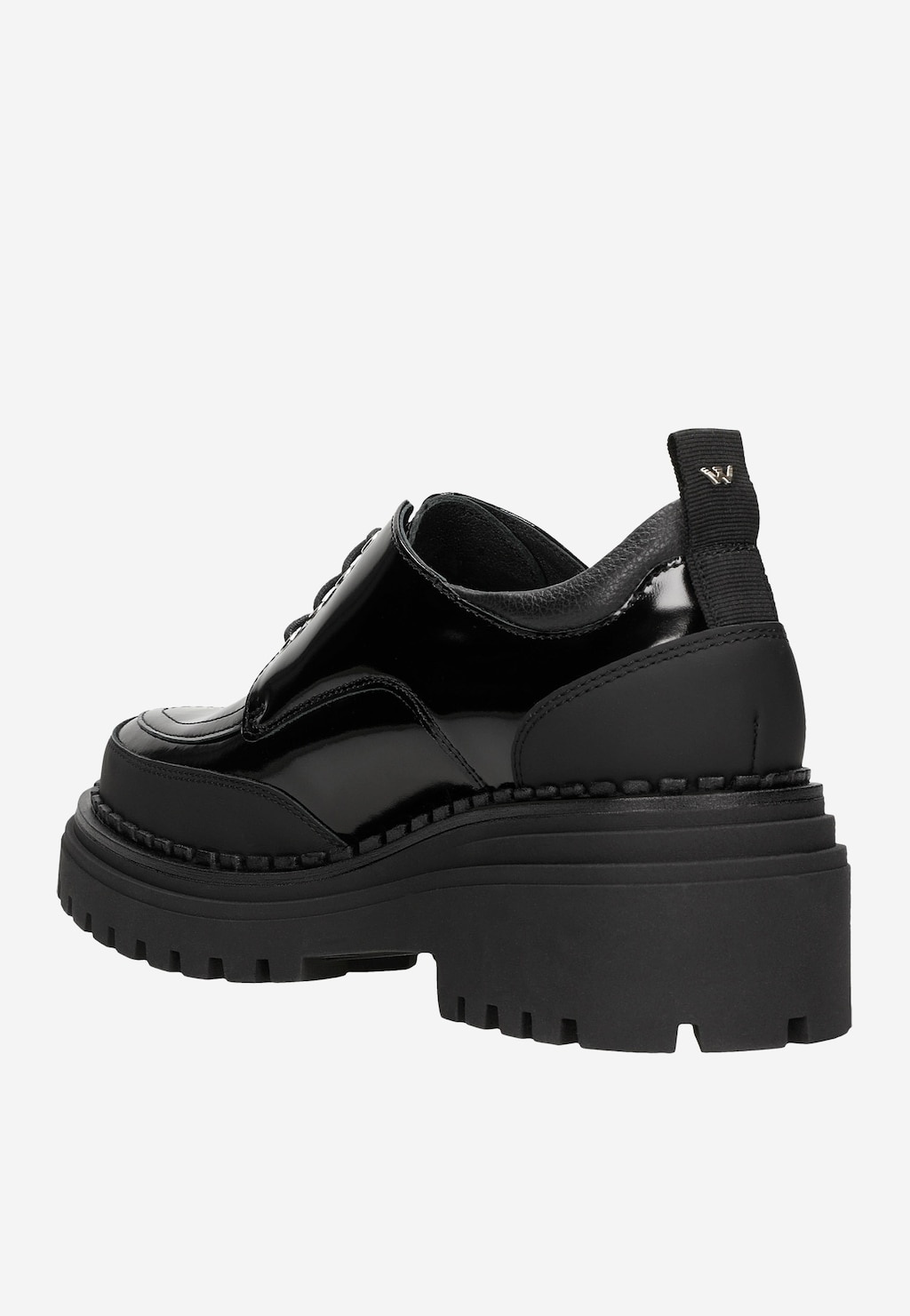 Czarne sznurowane półbuty damskie na wysokiej podeszwie 46193-71 Widok 4