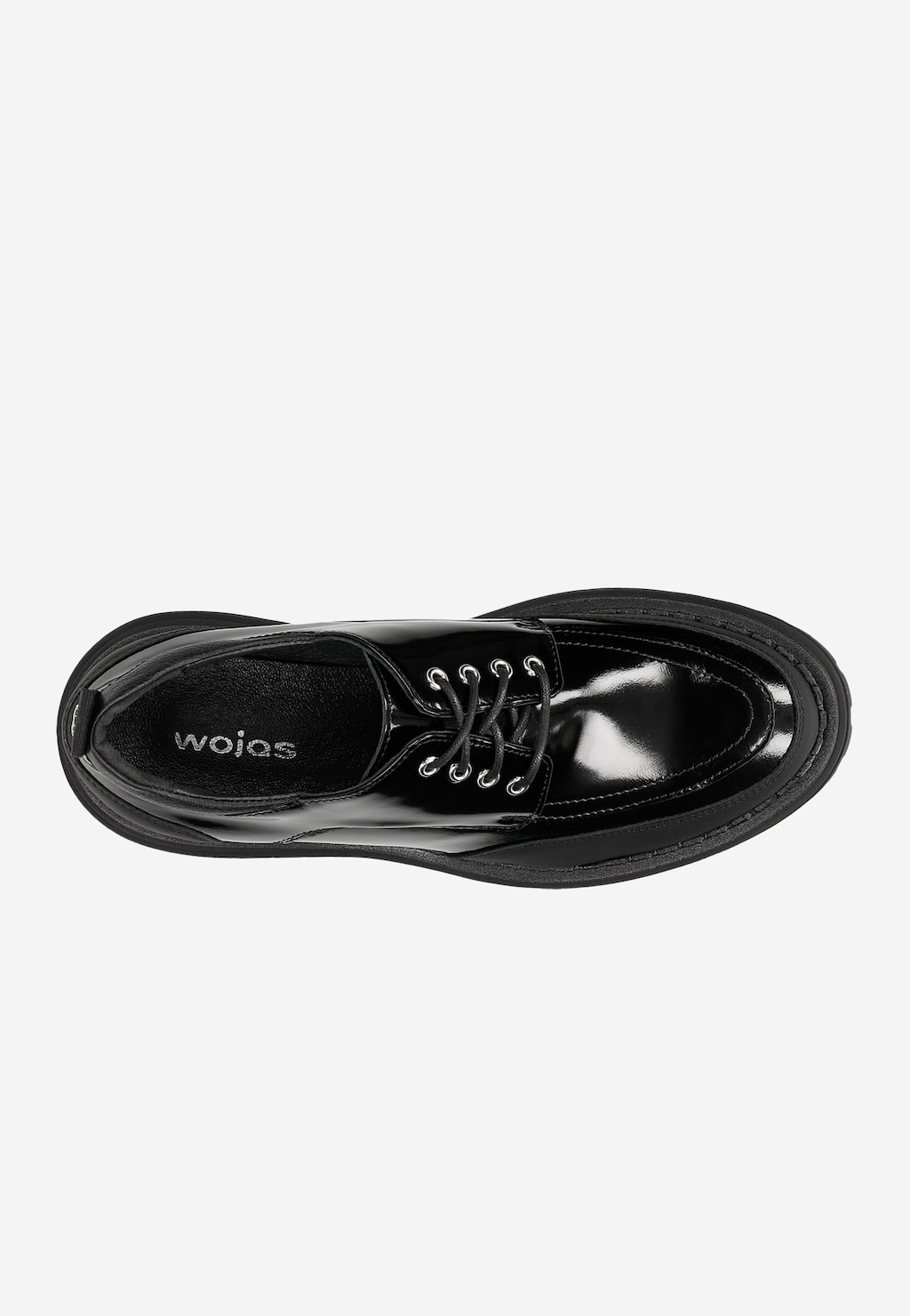 Czarne sznurowane półbuty damskie na wysokiej podeszwie 46193-71 Widok 5