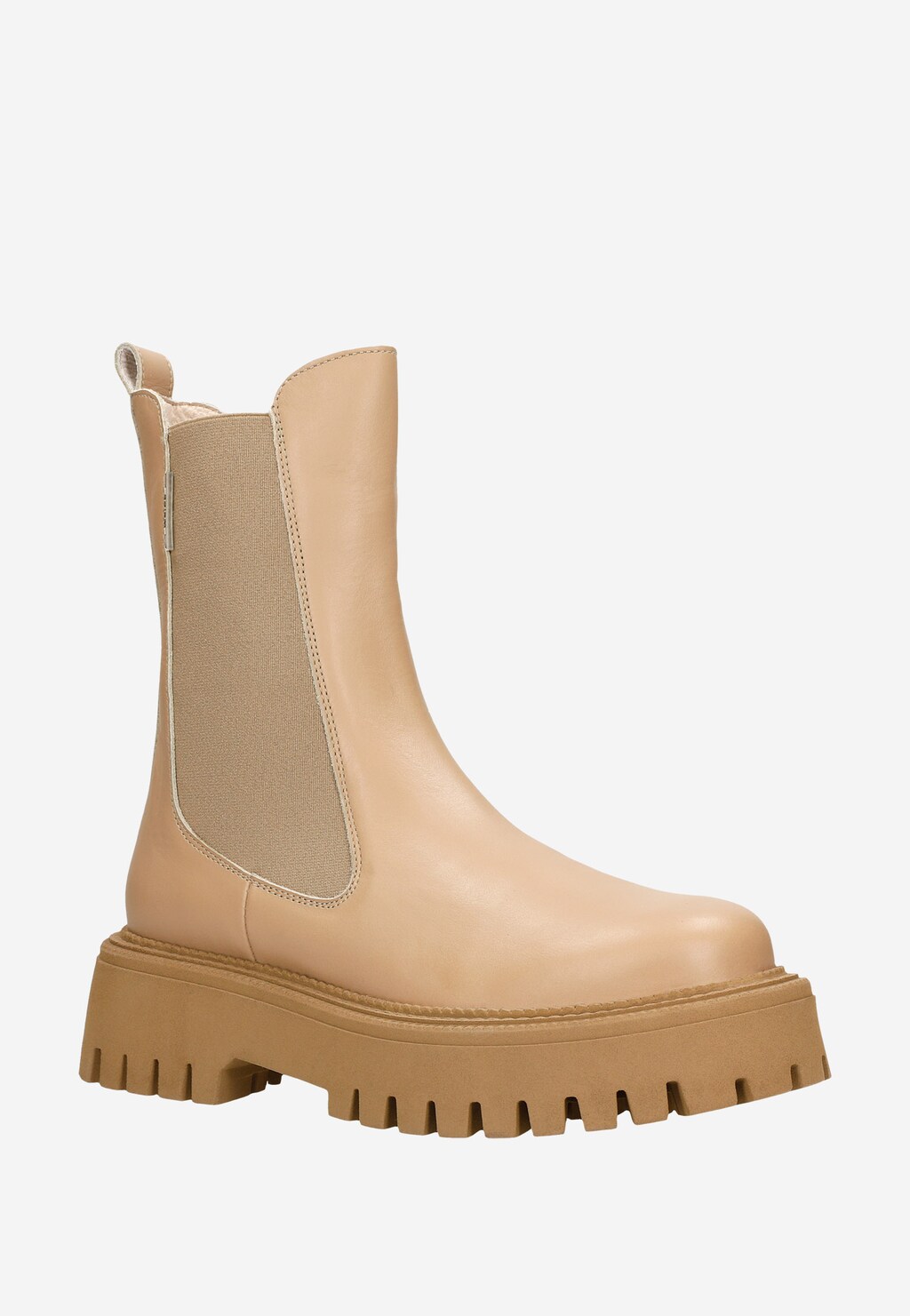 Moderné béžové dámske členkové čižmy z odolnej kože 55163-53 Widok 3