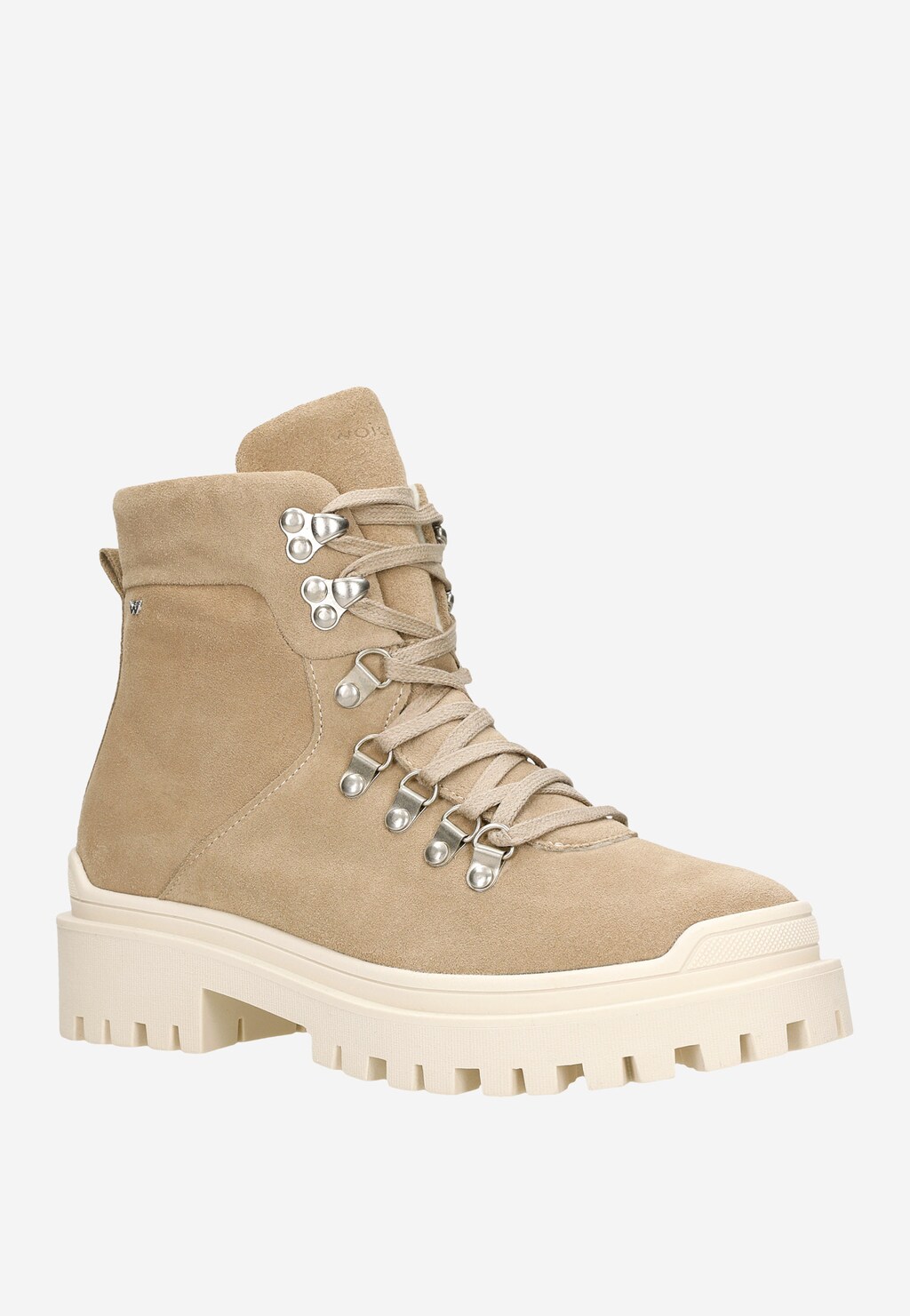 Beżowe sznurowane botki damskie z ociepleniem 64058-64 Widok 3