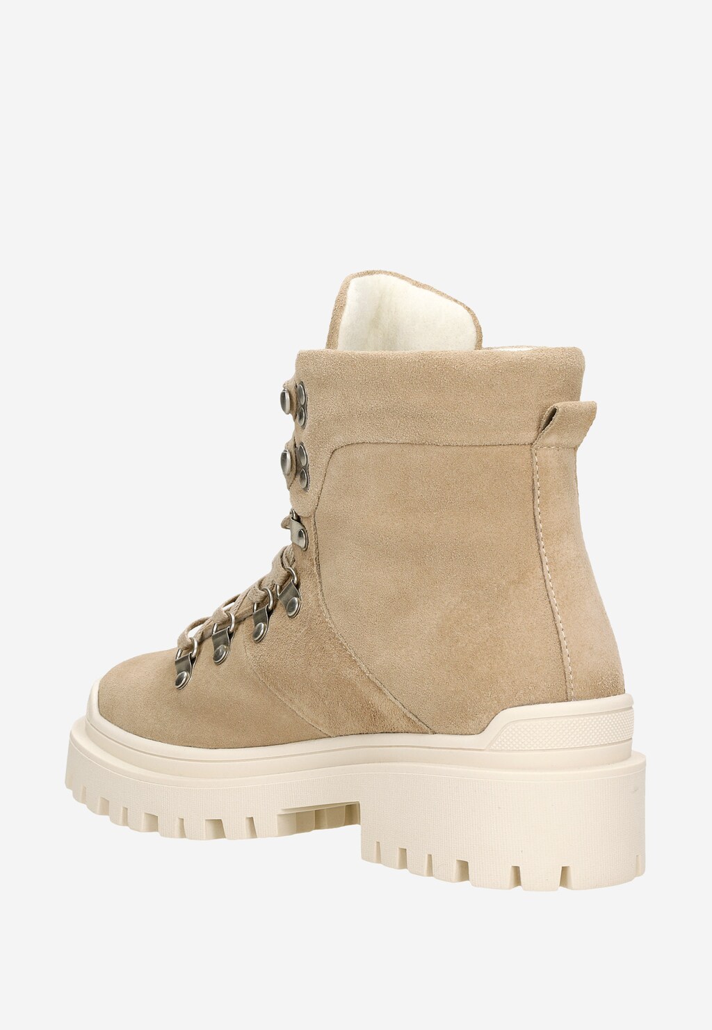 Beżowe sznurowane botki damskie z ociepleniem 64058-64 Widok 4