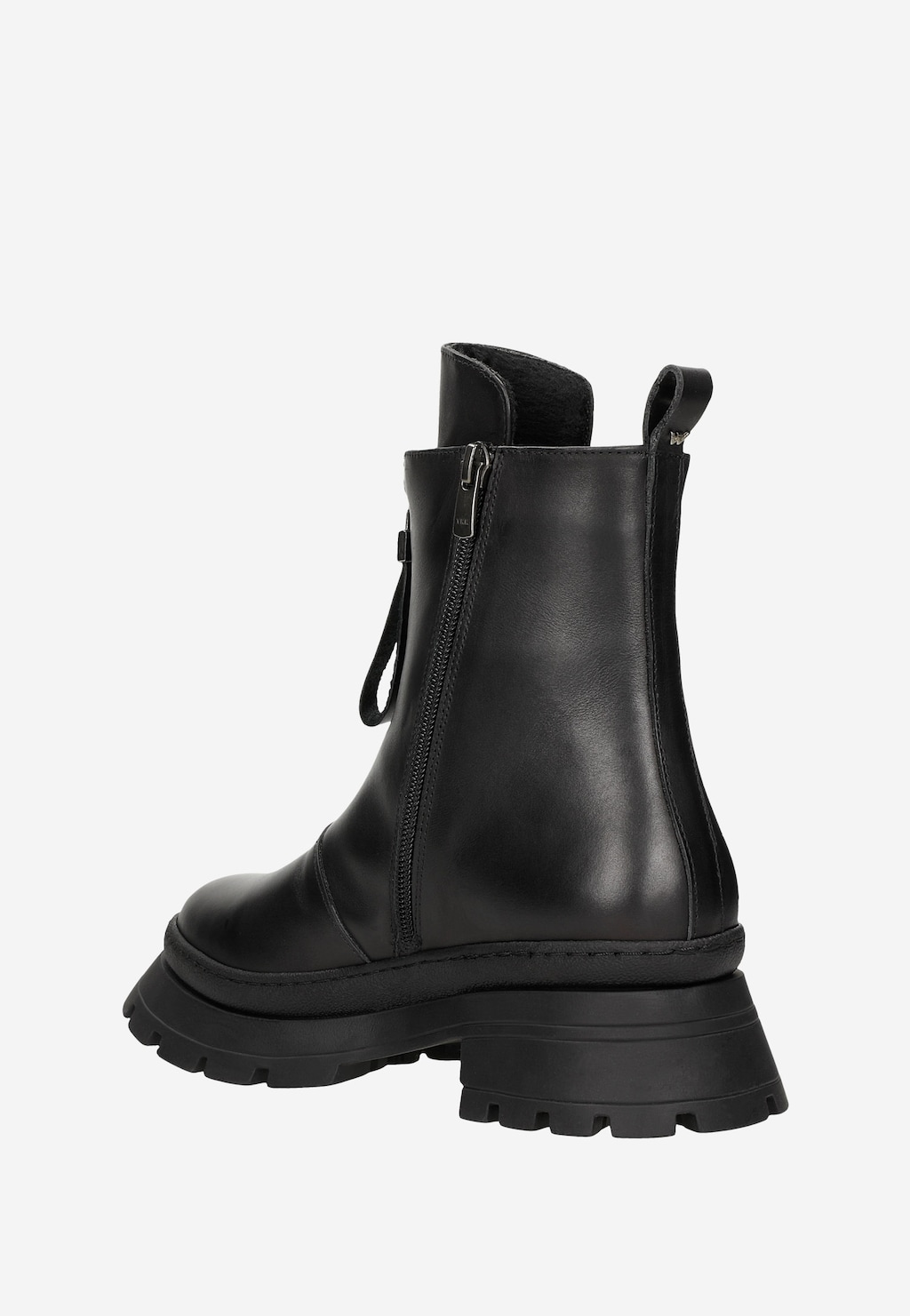 Czarne skórzane botki damskie z zamkiem z przodu 55180-51 Widok 4