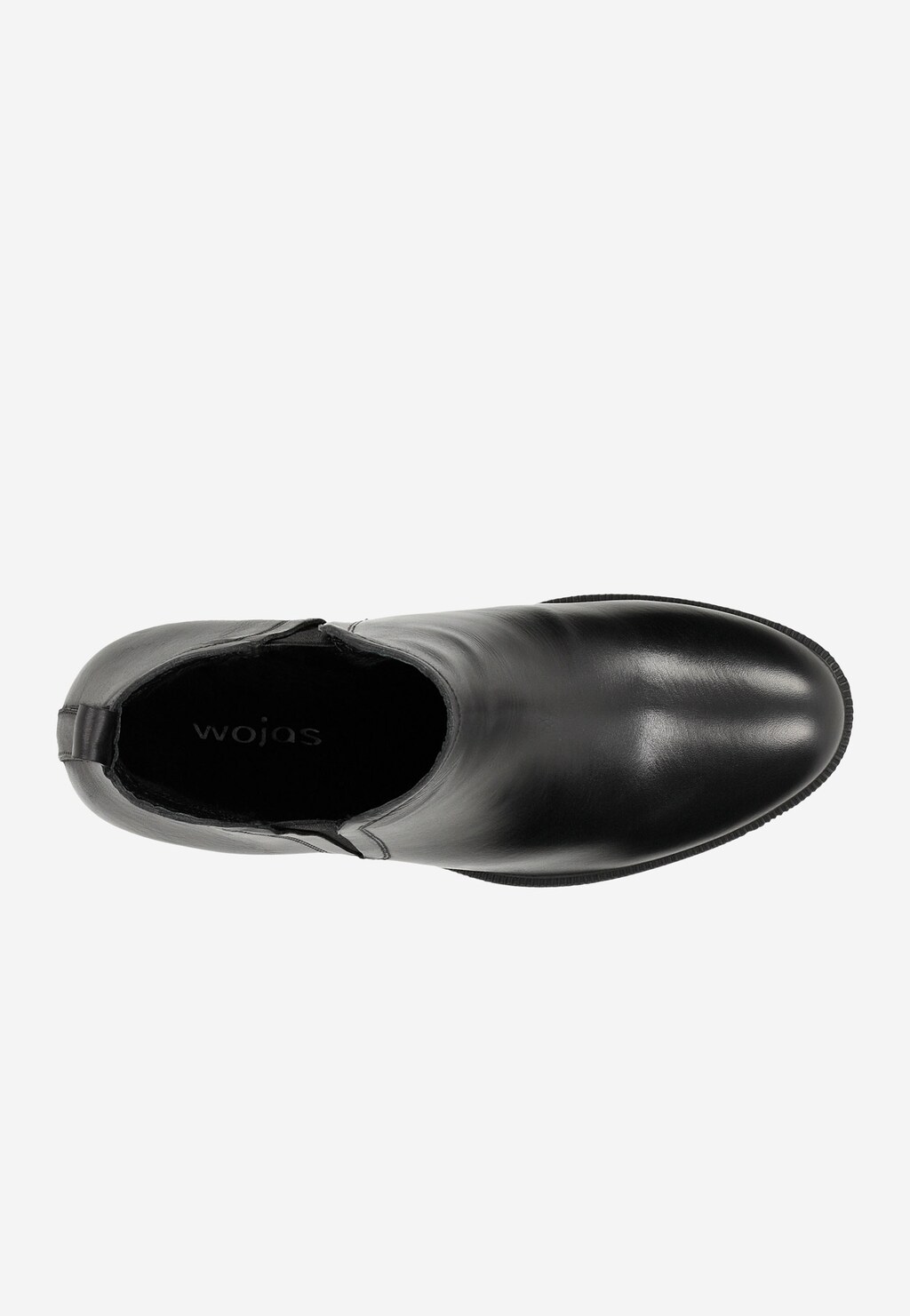 Czarne skórzane botki na ukrytym obcasie typu koturn 55179-51 Widok 5