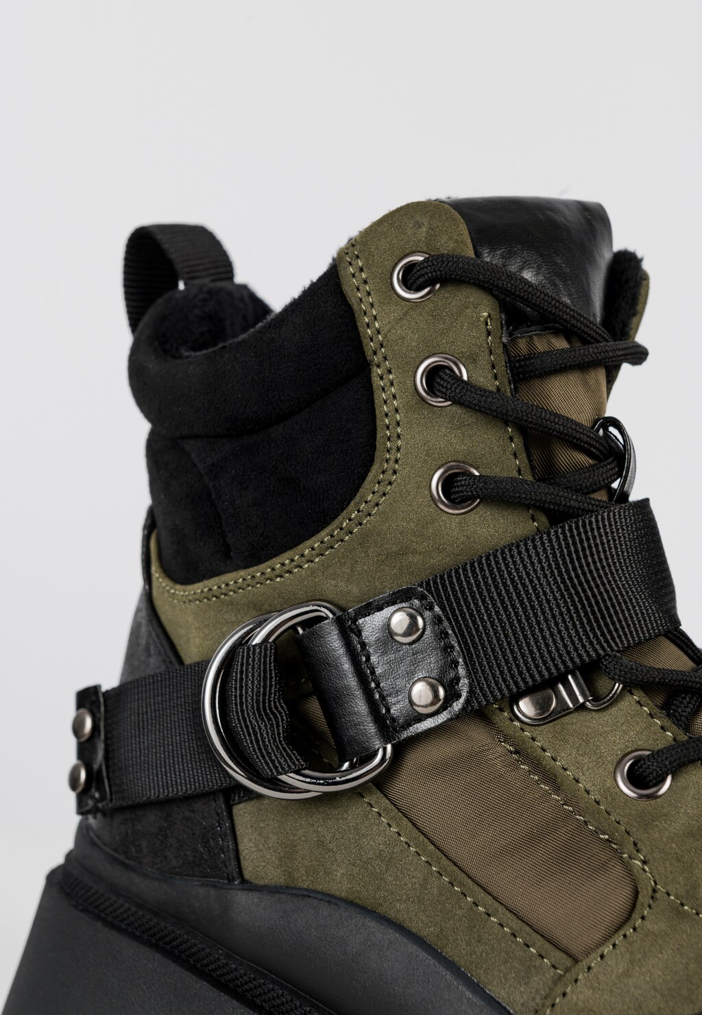 WJS czarno-zielone ocieplane trzewiki damskie  WJS55038-87 Widok 5