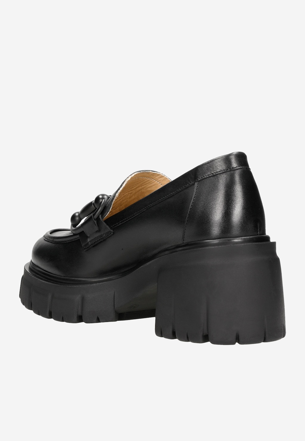 Czarne skórzane mokasyny damskie na szerokim obcasie 46202-51 Widok 4