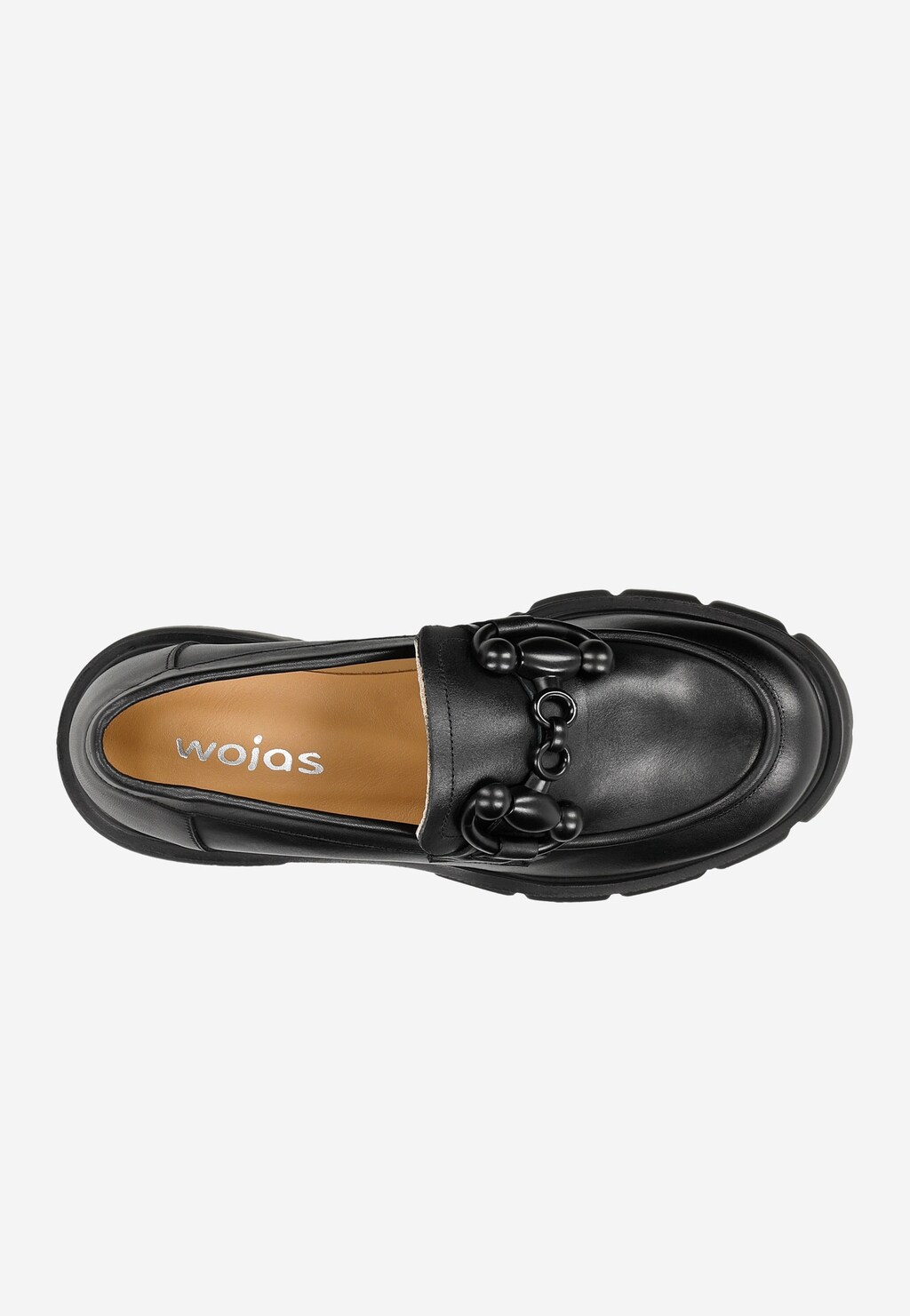 Czarne skórzane mokasyny damskie na szerokim obcasie 46202-51 Widok 5