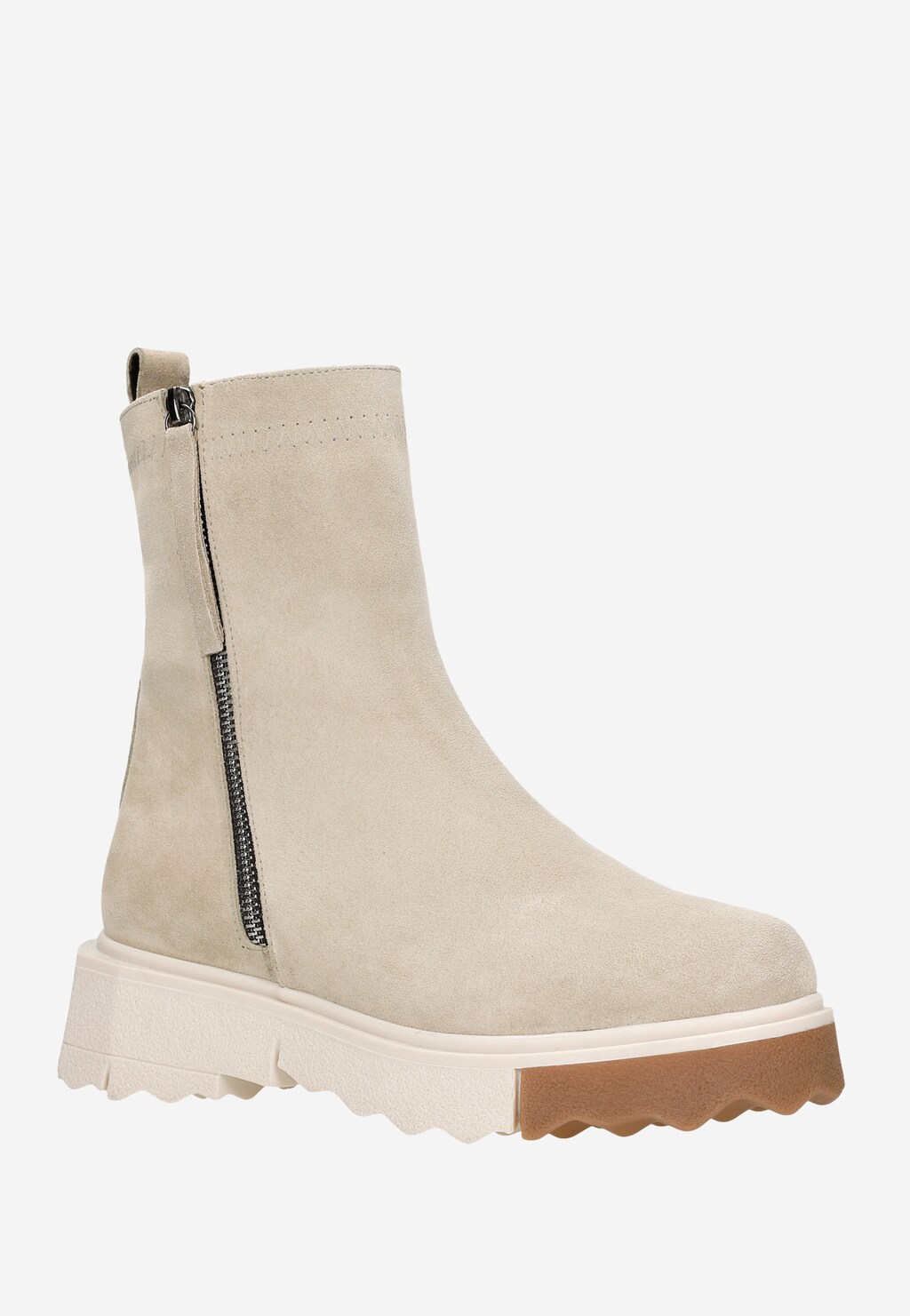 Beżowe botki damskie na podeszwie z kontrastową wstawką 55182-64 Widok 3