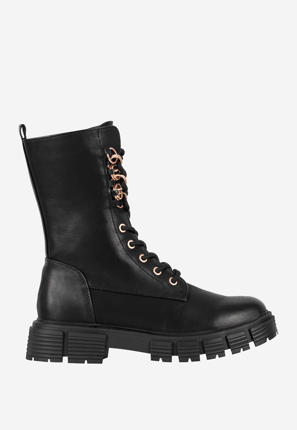 WJS czarne sznurowane trzewiki damskie ze złotymi ozdobnymi kółkami WJS55041-51 Widok 2