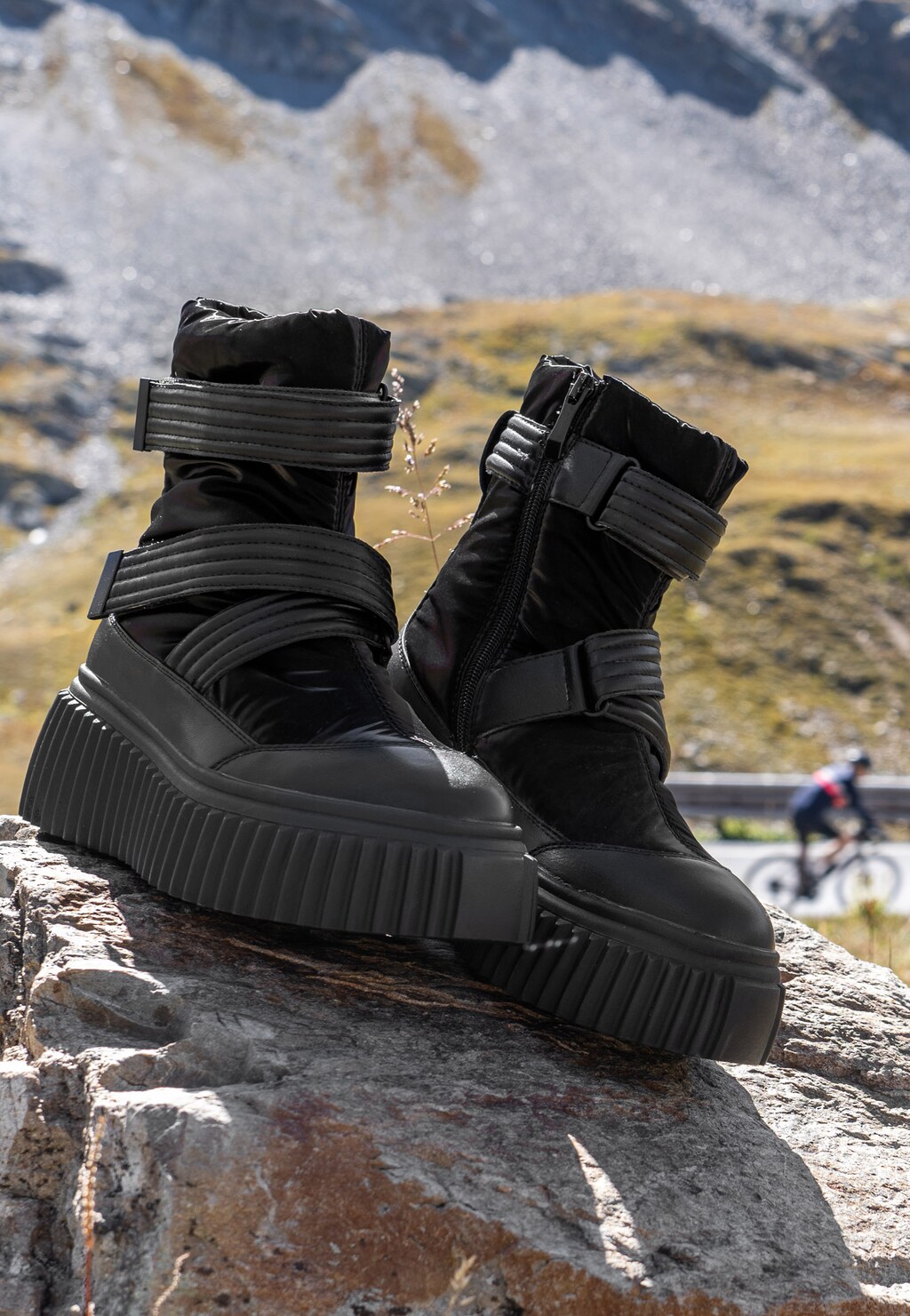 RELAKS čierne dámske snehule s pásikmi na suchý zips R35002-11 Widok 1